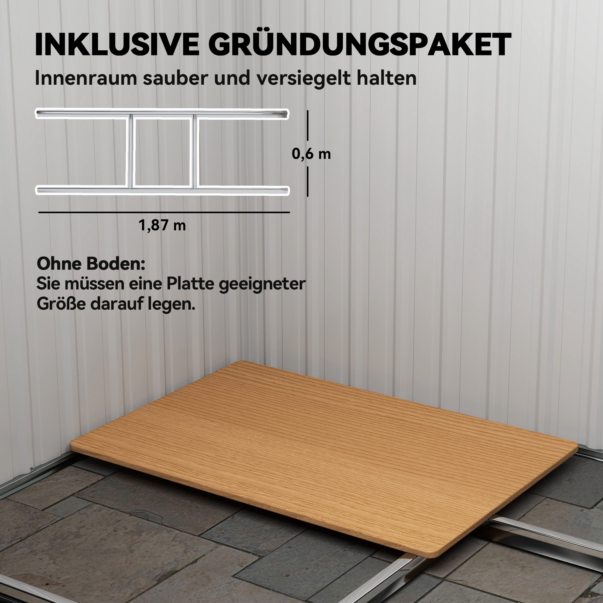Gerätehaus Metall 2,3 m² 207 x 130 x 182 cm Geräteschuppen mit Pultdach Fenster Bodenrahmen Grün