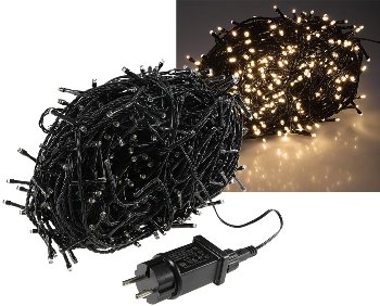 LED Aussen-Lichterkette "CT-ALK600" 60m, warmweiß, Kabel schwarz, IP44, 600 LEDs