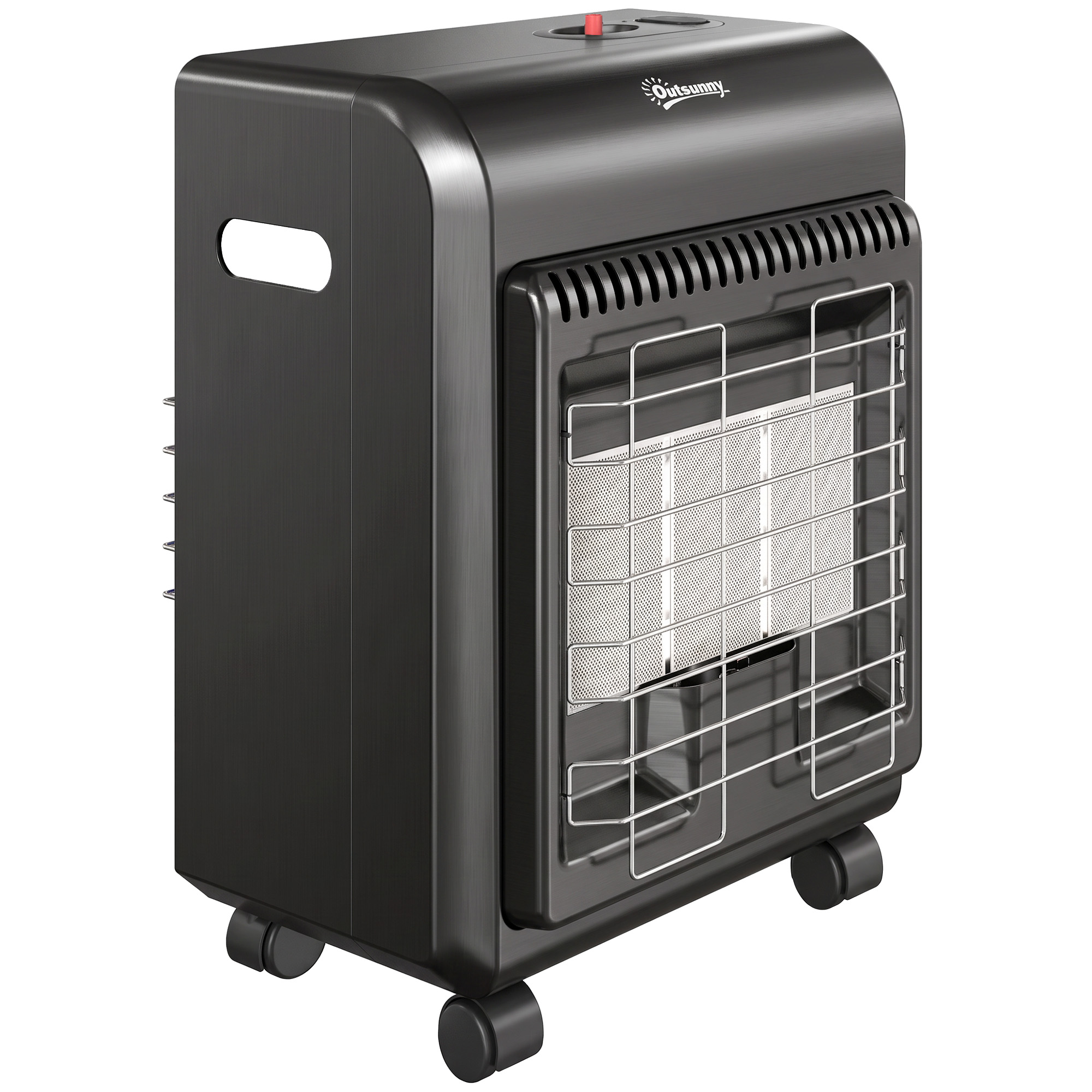 Gas Heizstrahler Outdoor 1,5-4,2 kW Terrassenheizer mit Rollen 3 Leistungsstufen 50 cm Schlauch Druckregler
