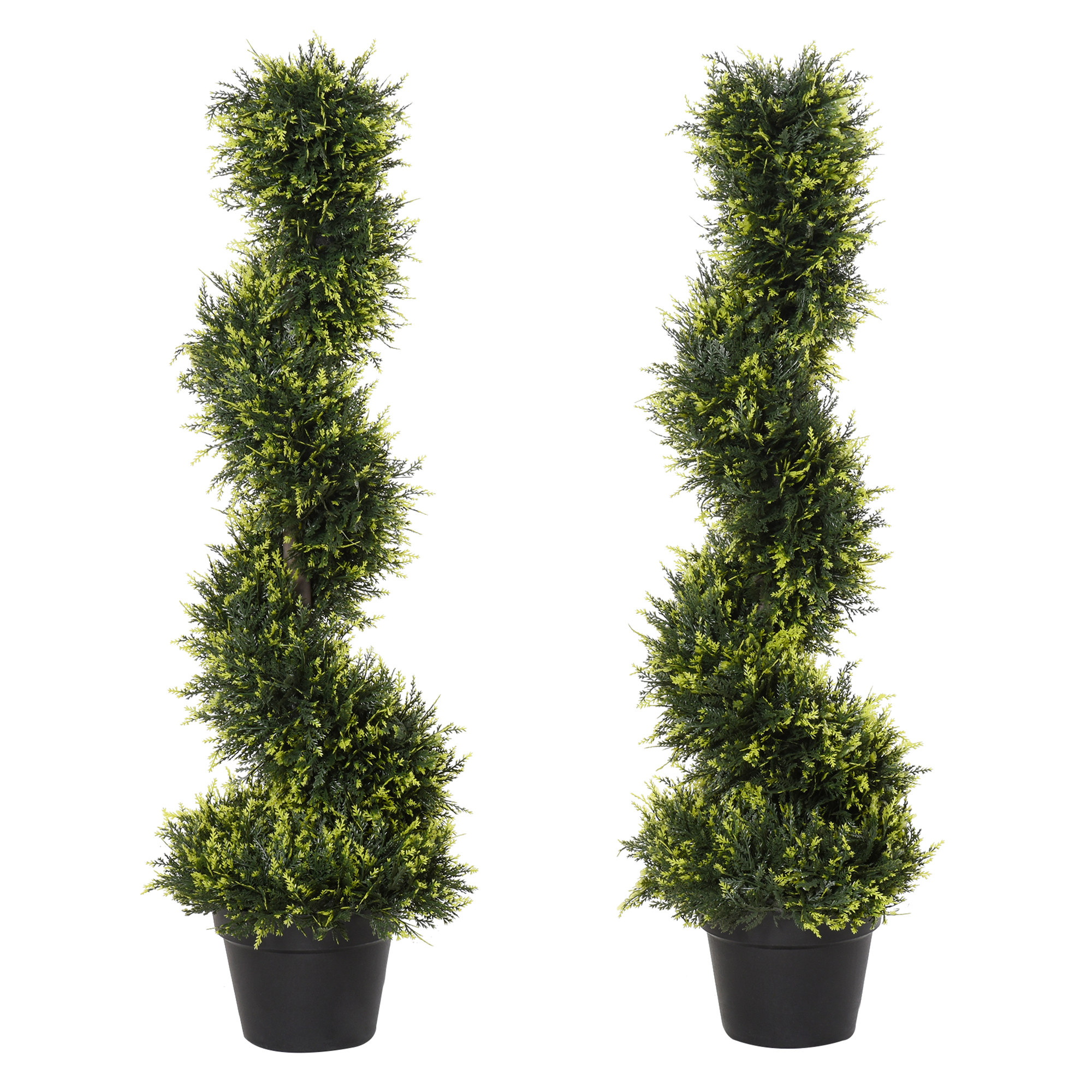 Künstliche Spiralpflanze, Spiral-Zedernbaum mit Topf, 90 cm, künstliche Zeder für Außen- und Innendekoration, Grün