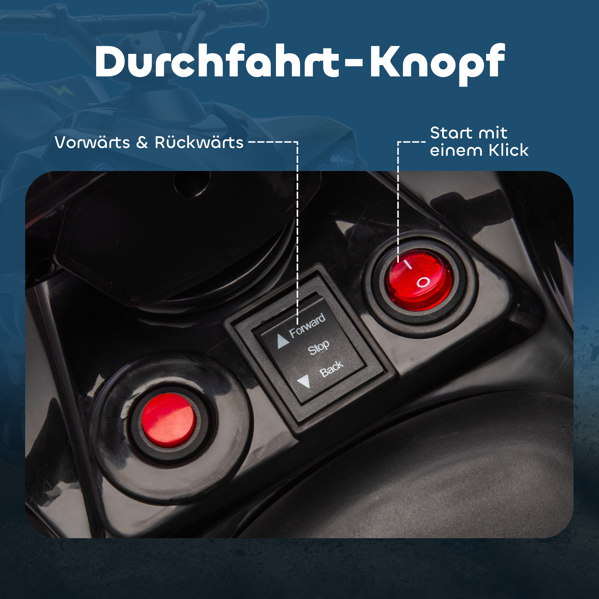 Kinder Quad Elektro 6V Kinderquad mit Vorwärts-, Rückwärtsfunktion, Musik, LED-Scheinwerfer Schwarz
