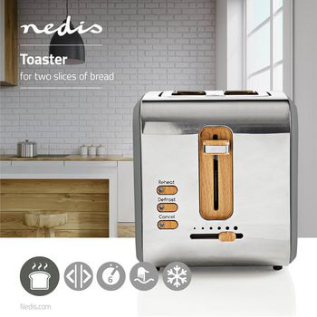 Toaster | 2 Steckplätze | Bräunungsstufen: 6 | Auftaufunktion | grau