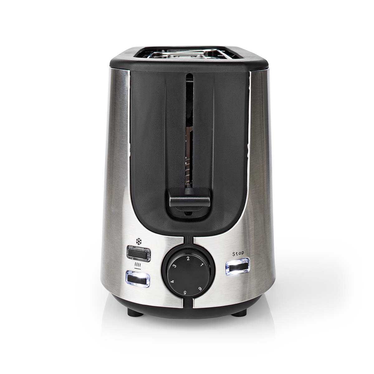 Toaster | Edelstahl Serie | 2 Brotscheiben | 1 Langer Schlitz | Bräunungsstufen: 6 | Auftaufunktion | Brötchenaufsatz | Aluminium