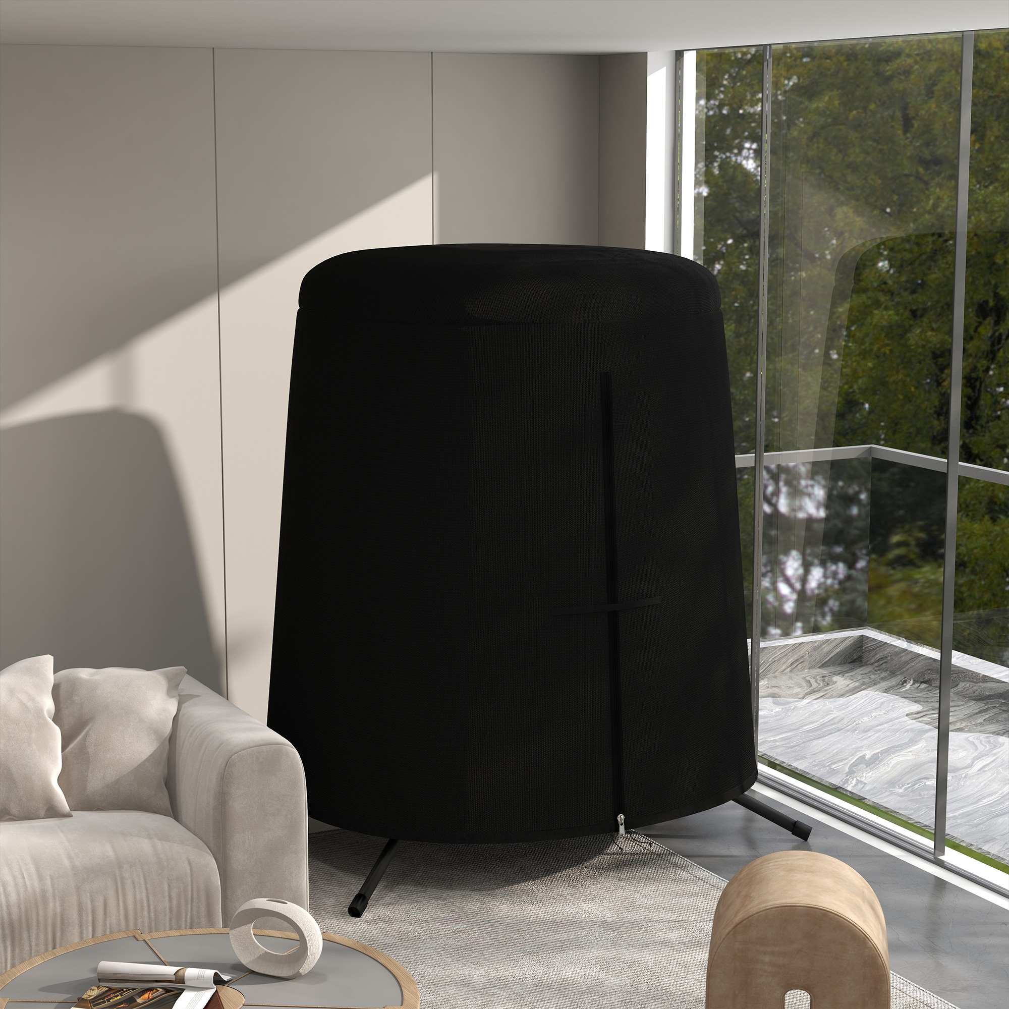 Outdoor-Möbelabdeckung Möbelabdeckung Schutzplane für Möbel, wetterbeständig, 196 cm x 196 cm x 230 cm, Schwarz