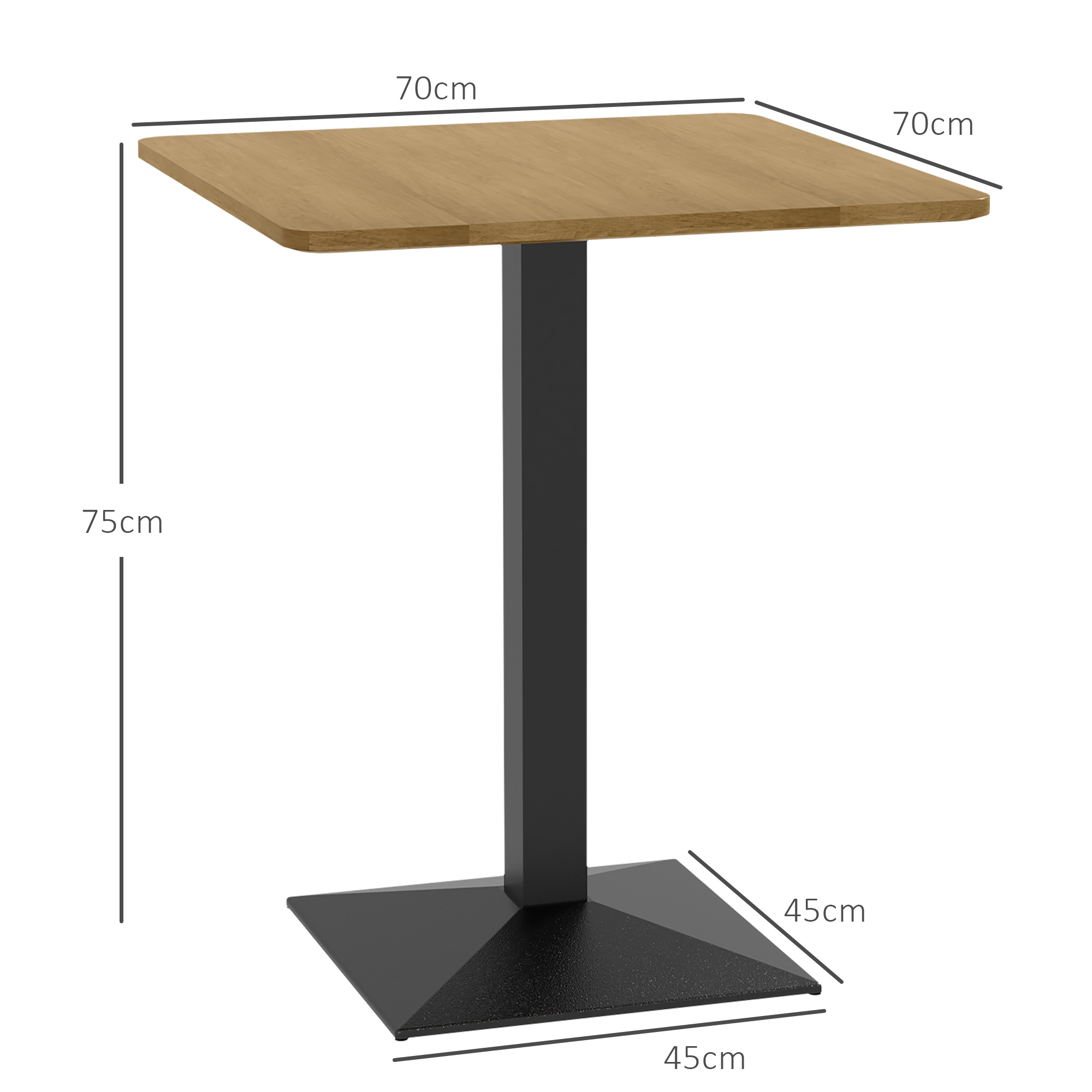Esstisch Quadratischer Küchentisch für 2 Personen Esszimmertisch mit Holzoptik Stahlbasis 70 x 70 x 75 cm Dunkelbraun