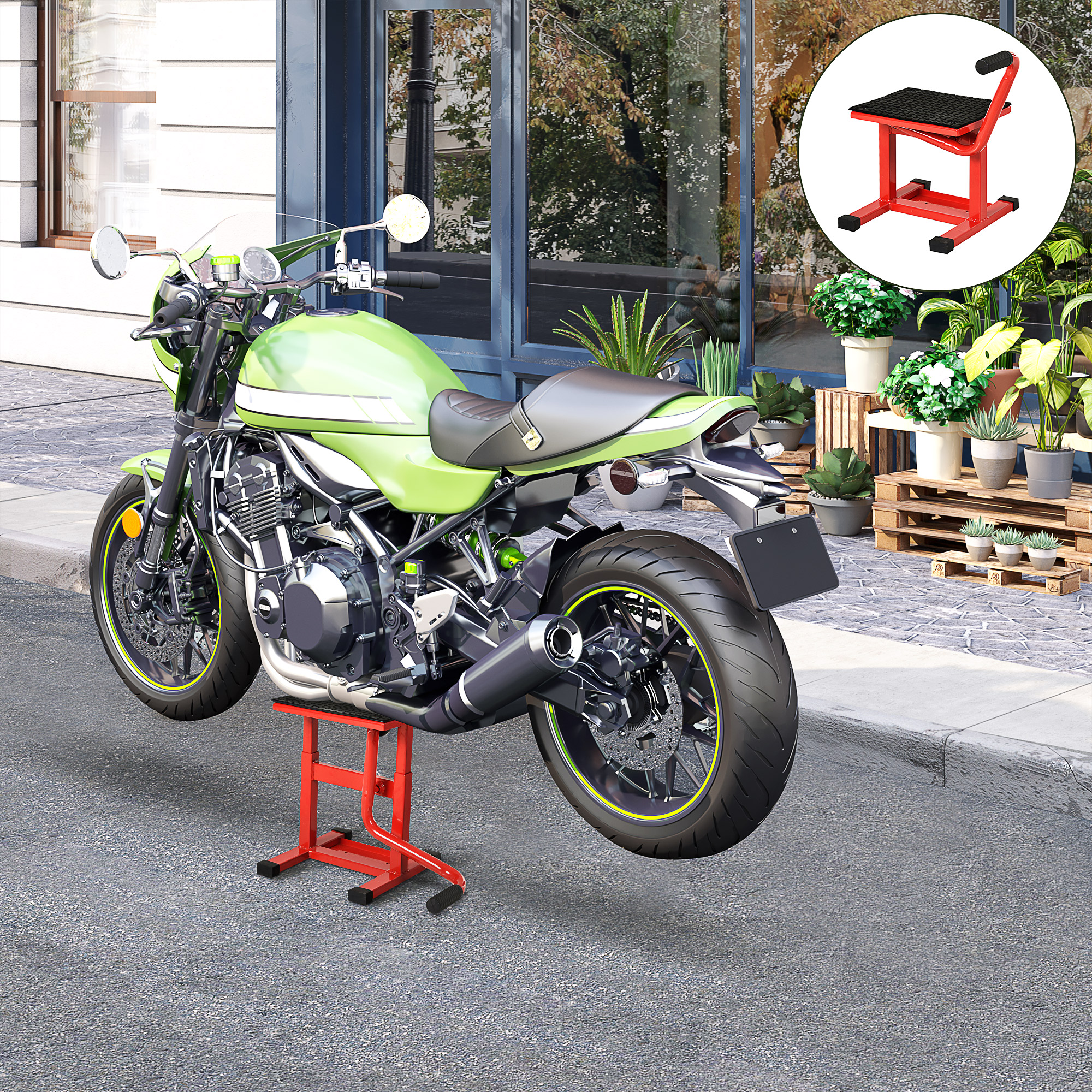 Motorradheber 150 kg Belastbar Motorradhebebühne 275/395 mm Höhenverstellbar in Garage & Außenbereichen