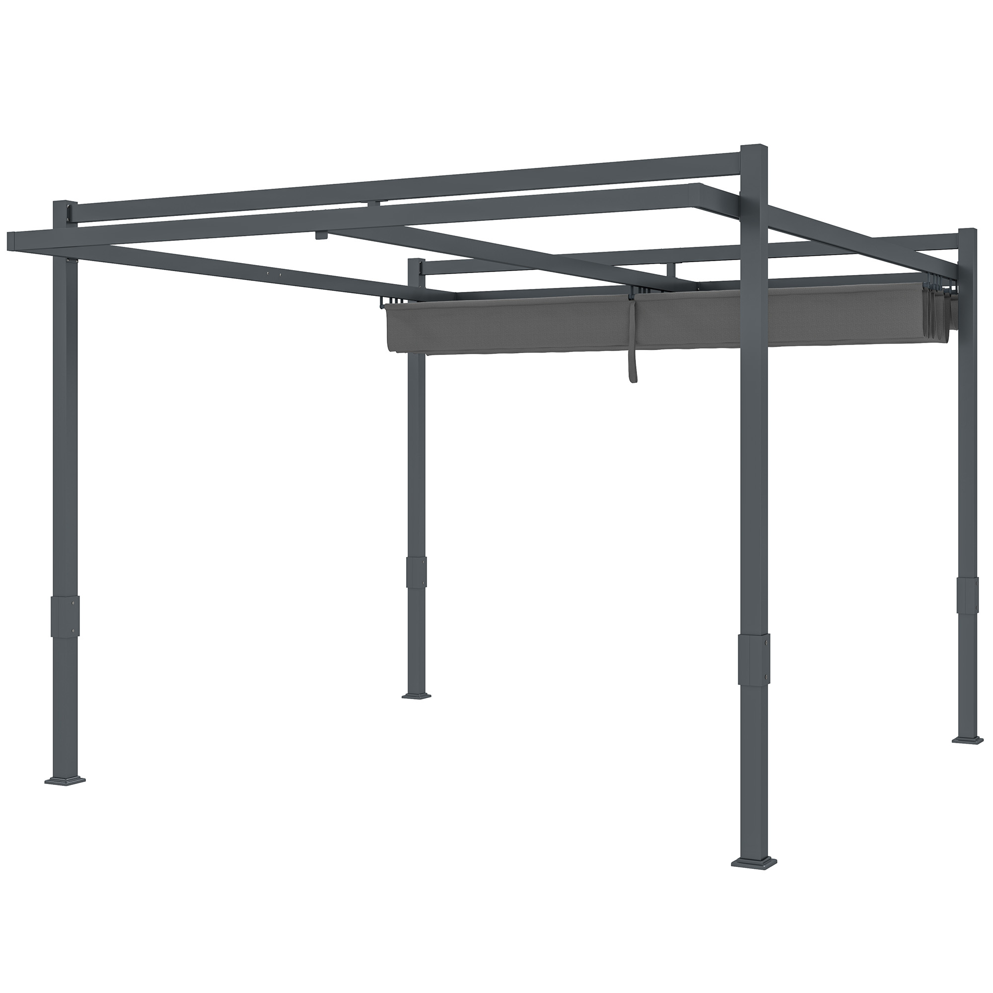 Pergola Pavillon ca. 3,5x3m Aluminium Stabil winterfest Sonnenschutz mit verstellbares Schiebedach Grau