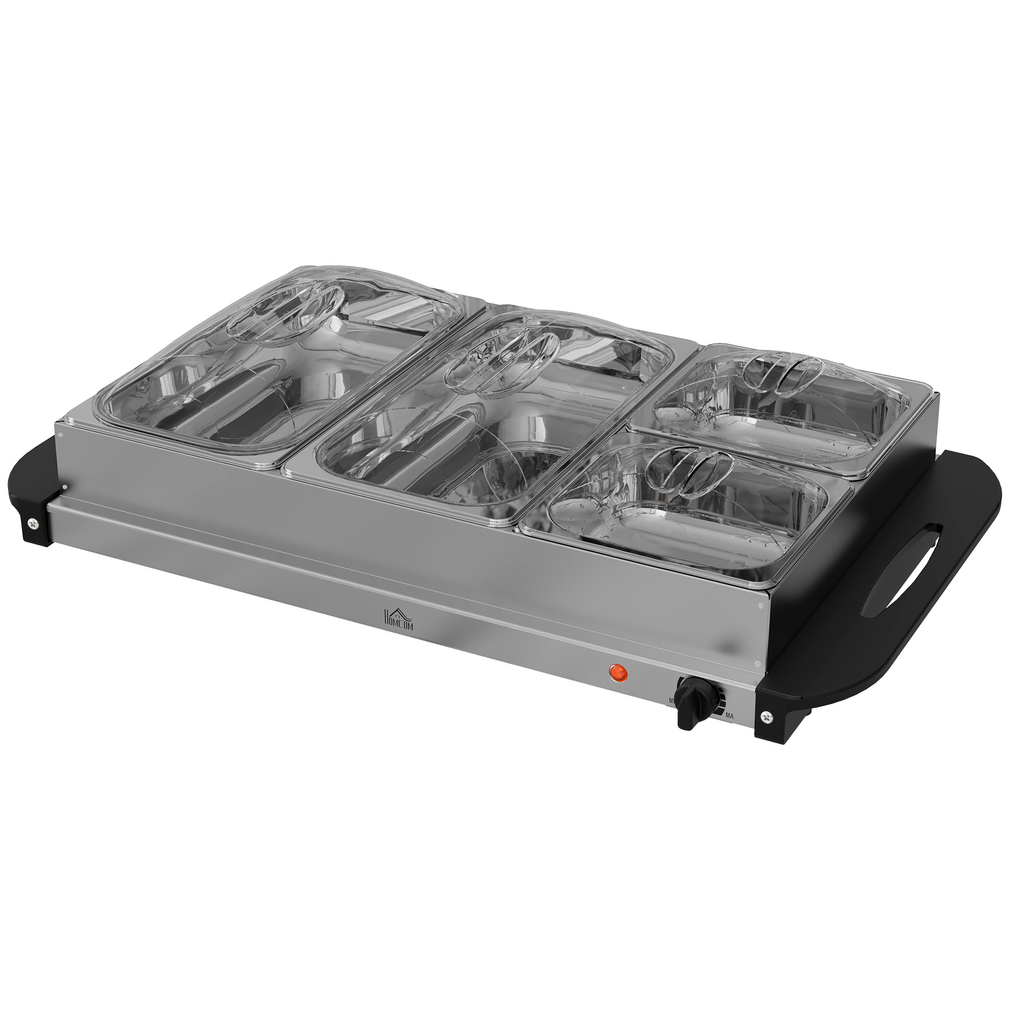 2-in-1 Buffetwärmer 6,8L Warmhalteplatte 300 Watt Edelstahl Speisewärmer Silber 2-in-1 Buffetwärmer 6,8L Warmhalteplatte 300 Watt Edelstahl Speisewärmer Silber