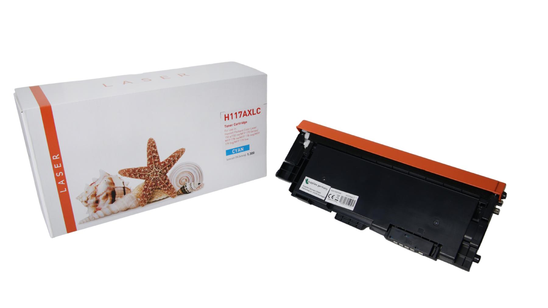 117AXLC mit Chip alternativ Toner cyan für HP / W2071A / 1.300 Seiten 117AXLC mit Chip alternativ Toner cyan für HP / W2071A / 1.300 Seiten