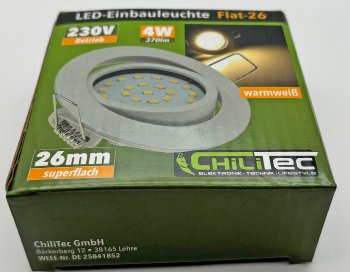 LED-Einbauleuchte "Flat-26" warmweiß, 80x26mm, 3W, 370lm, weißes Gehäuse