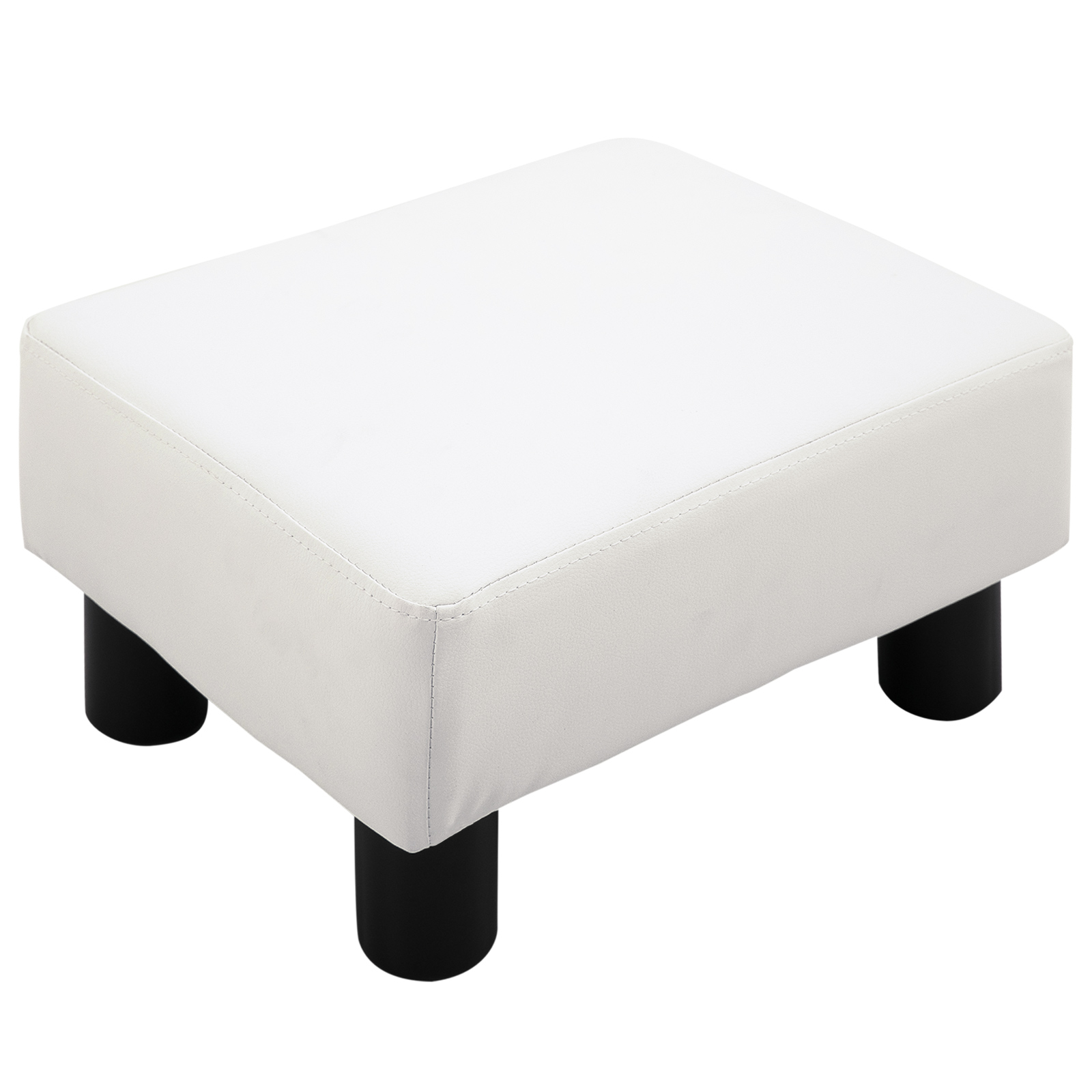 Sitzhocker Hocker mit Kunstleder Moderner Fußhocker Kunstlederhocker Ottomane für Schlafzimmer, Wohnzimmer, Weiß