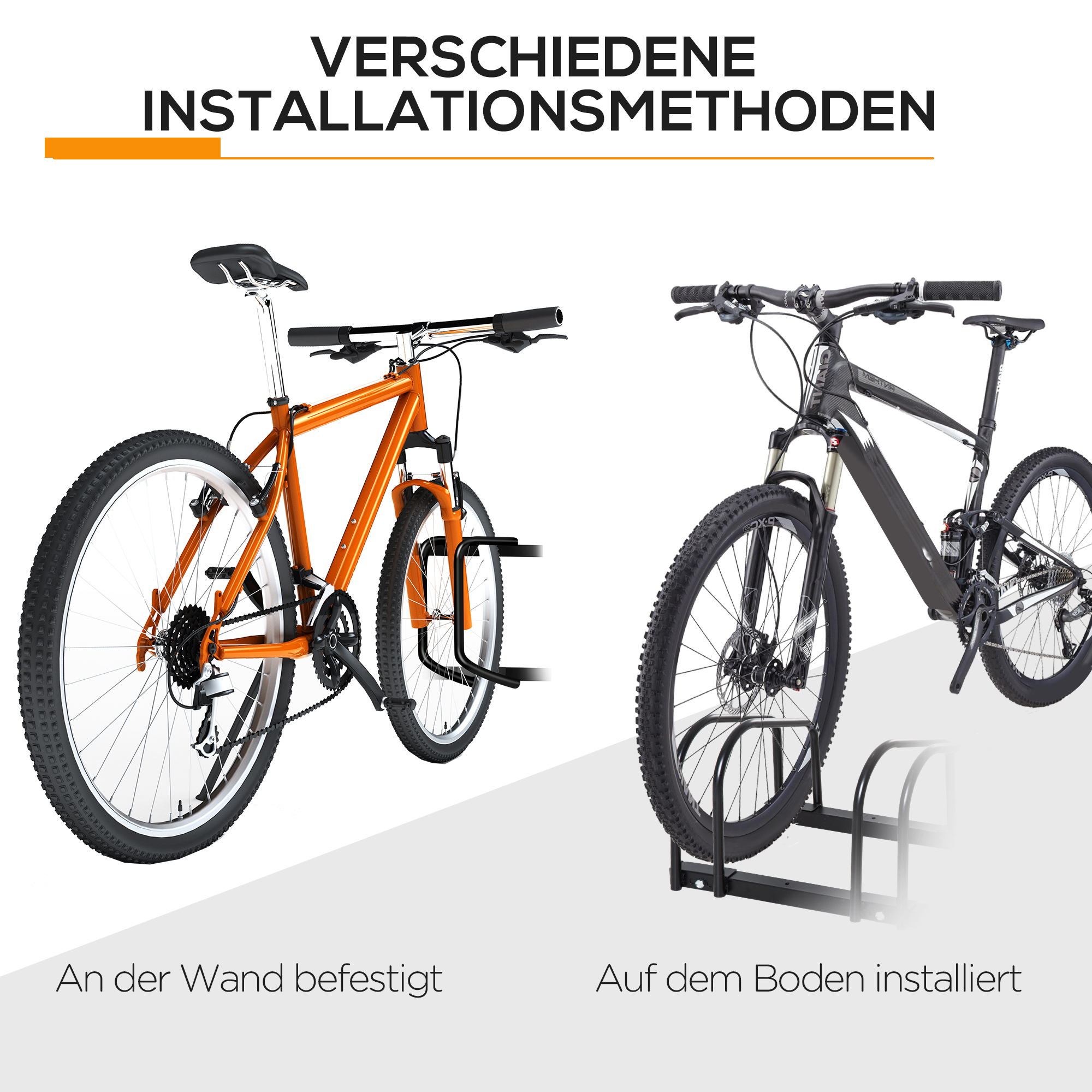 Fahrradständer für 4 Fahrräder, wetterfest, Wand- oder Bodenmontage, Stahl 110 x 33 x 27 cm