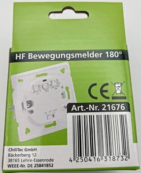 Bewegungsmelder Unterputz HF 160°, LED geeignet, 3-Draht Technik, weiß