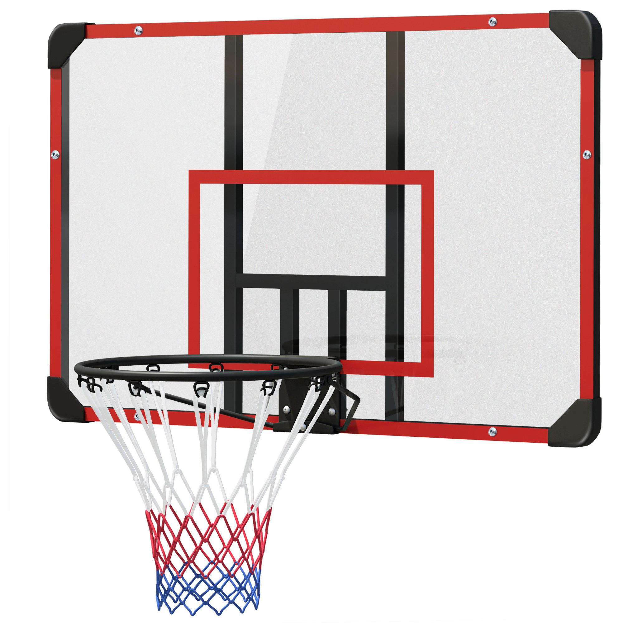 Basketballkorb für Wandmontage, Innen/Außen, robuste PC-Rückwand, Nylonnetz, Stahlring, 113x61x73 cm