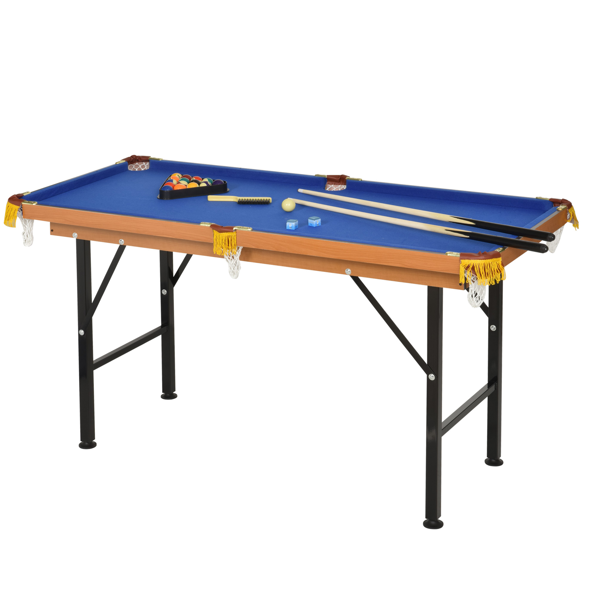 Billardtisch Klappbar Mini Billiard Tisch mit 2 Queues 16 Bällen Kreide Dreieck, Zubehör 140 x 63 x 75 cm