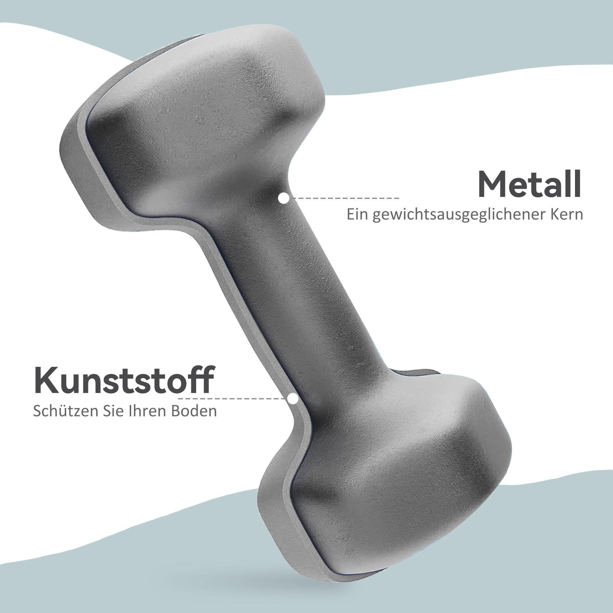 2 x 6 kg Kurzhantel-Set, sechseckiges Design, bodenfreundlich, rutschfest, Grau