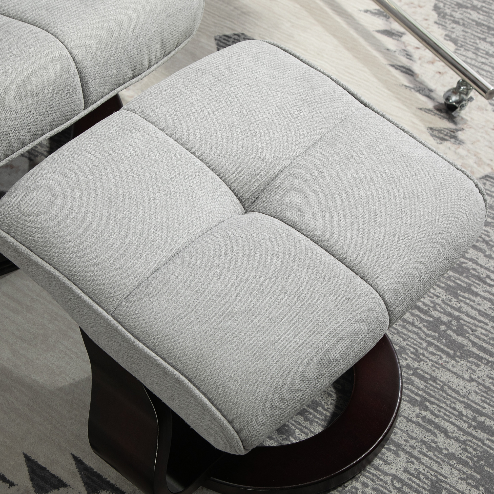 Relaxsessel mit Hocker, drehbar, Wippfunktion, verstellbare Rückenlehne, bis 150 kg, Grau