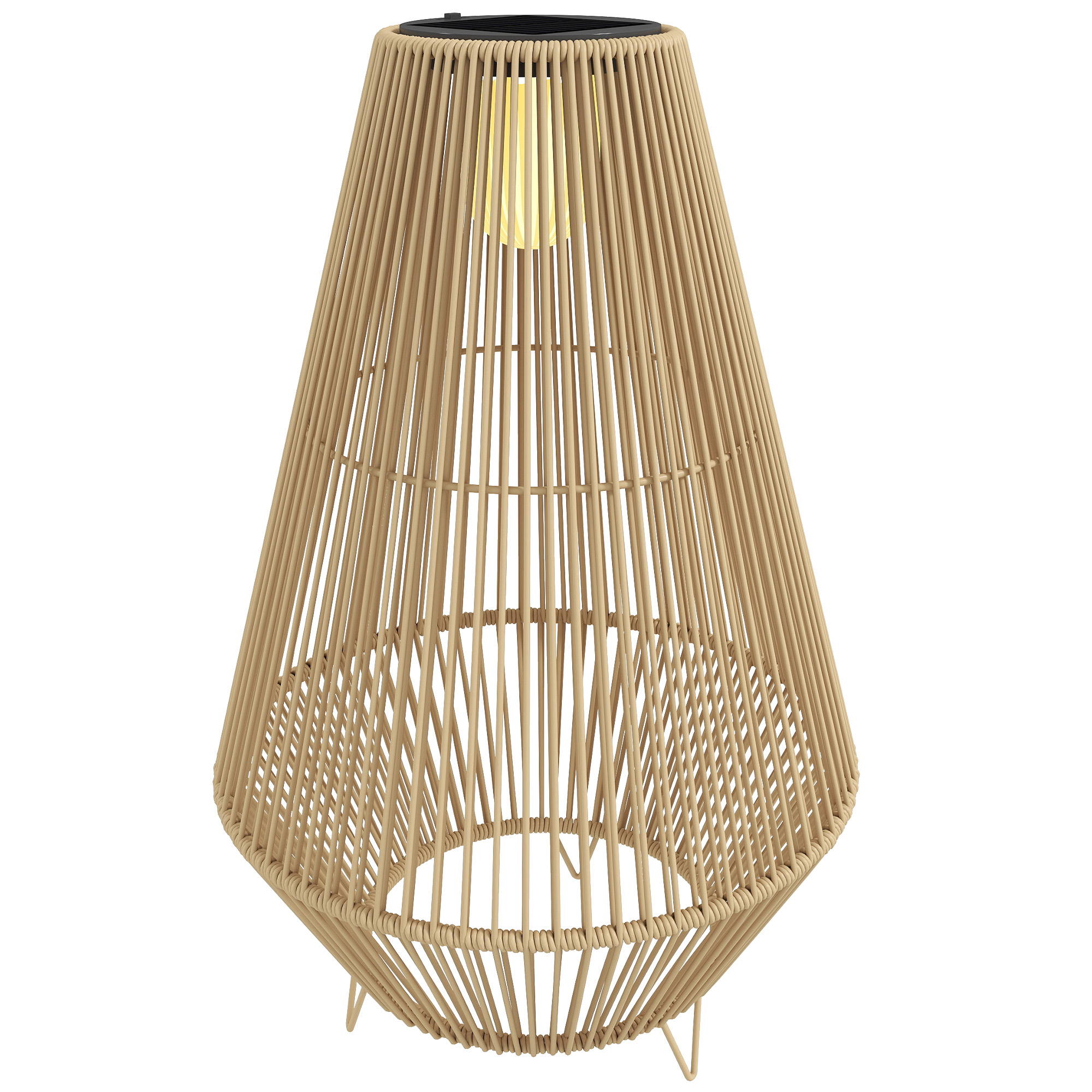 Solar Stehlampe Rattan Solarlampen mit Lichtsensor LED Solarleuchte im Boho-Stil IP44 Wasserdicht