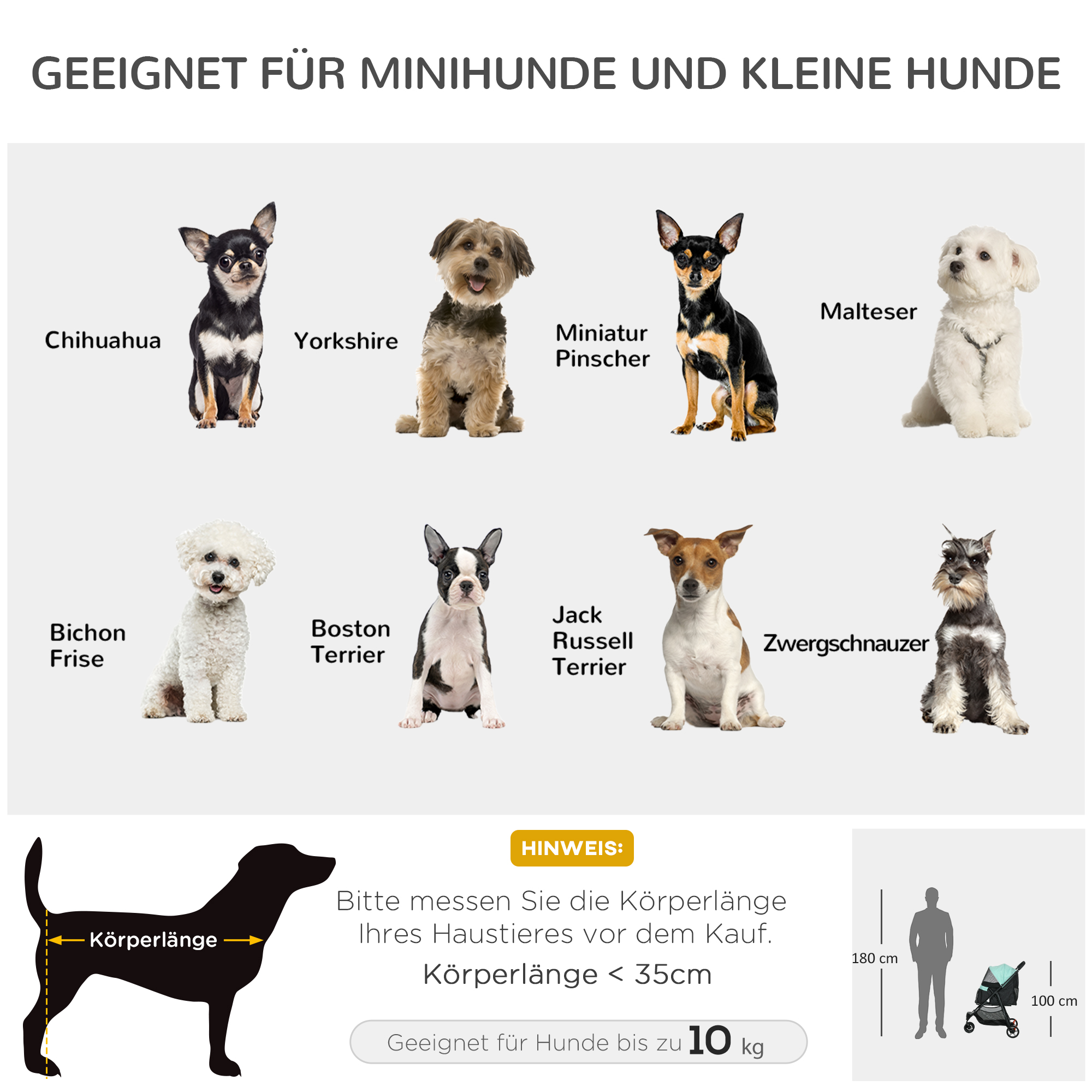 Haustierbuggy Hundebuggy, klappbar, mit Regenschutz, 2 Getränkehalter, Blau + Grün