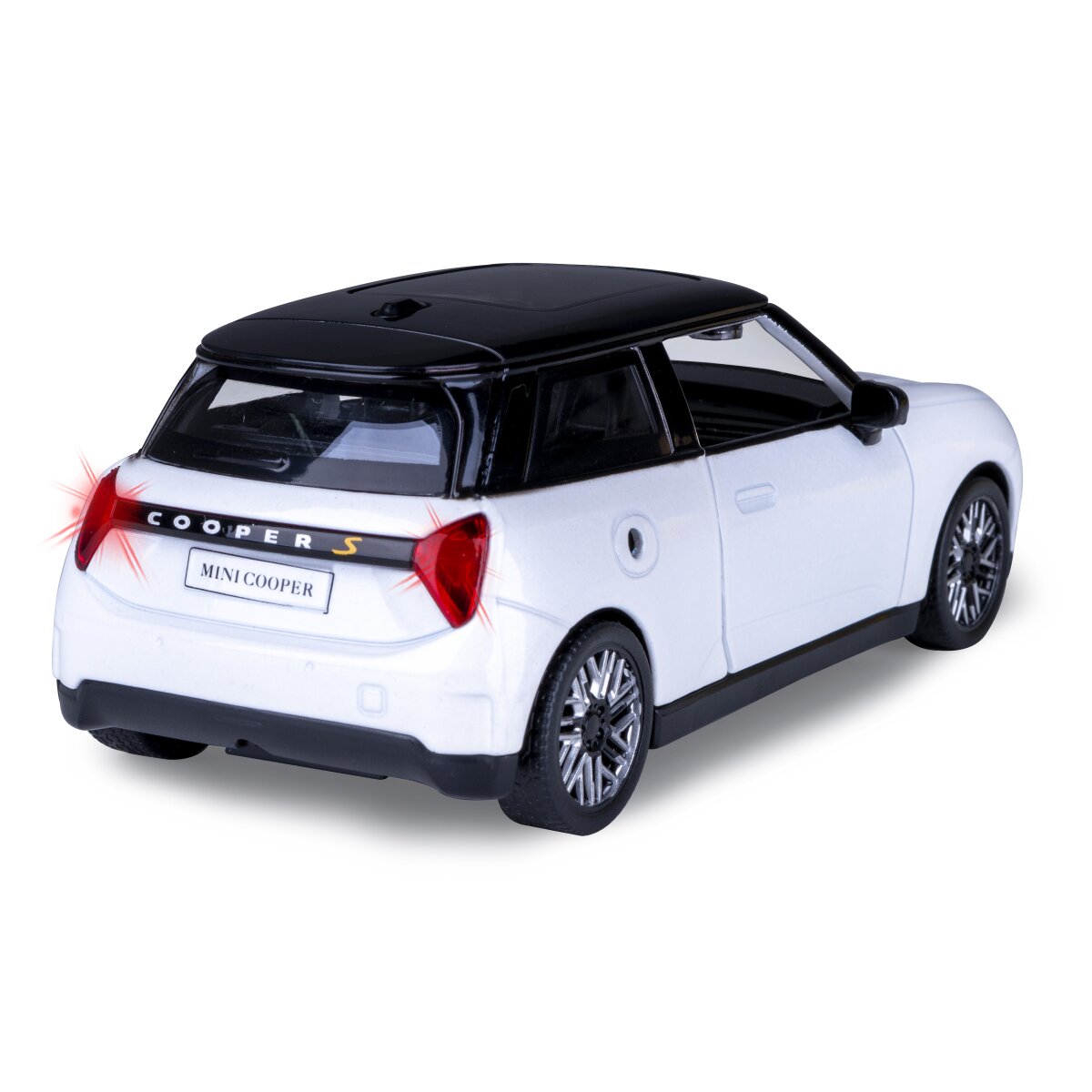 BMW Mini Cooper Diecast 1:28 weiß inkl. Knopfzellen