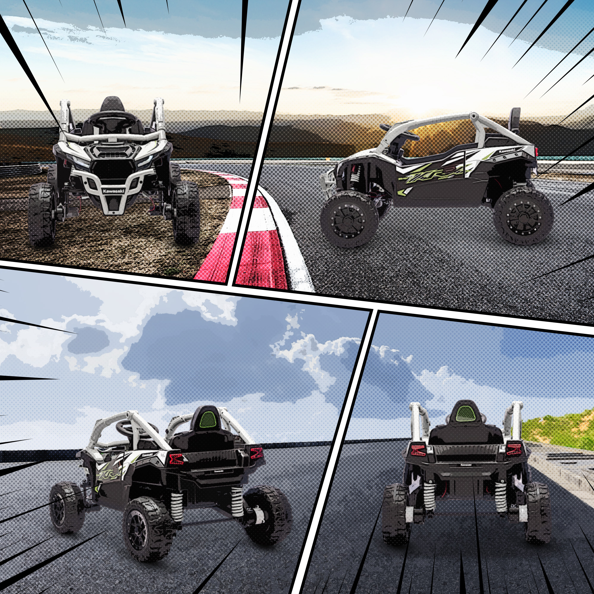 12V Elektrisches Geländefahrzeug für Kinder, Fernbedienung, LED-Lichter, Musik, Hupe, für Kinder von 3-8 Jahren, Grau