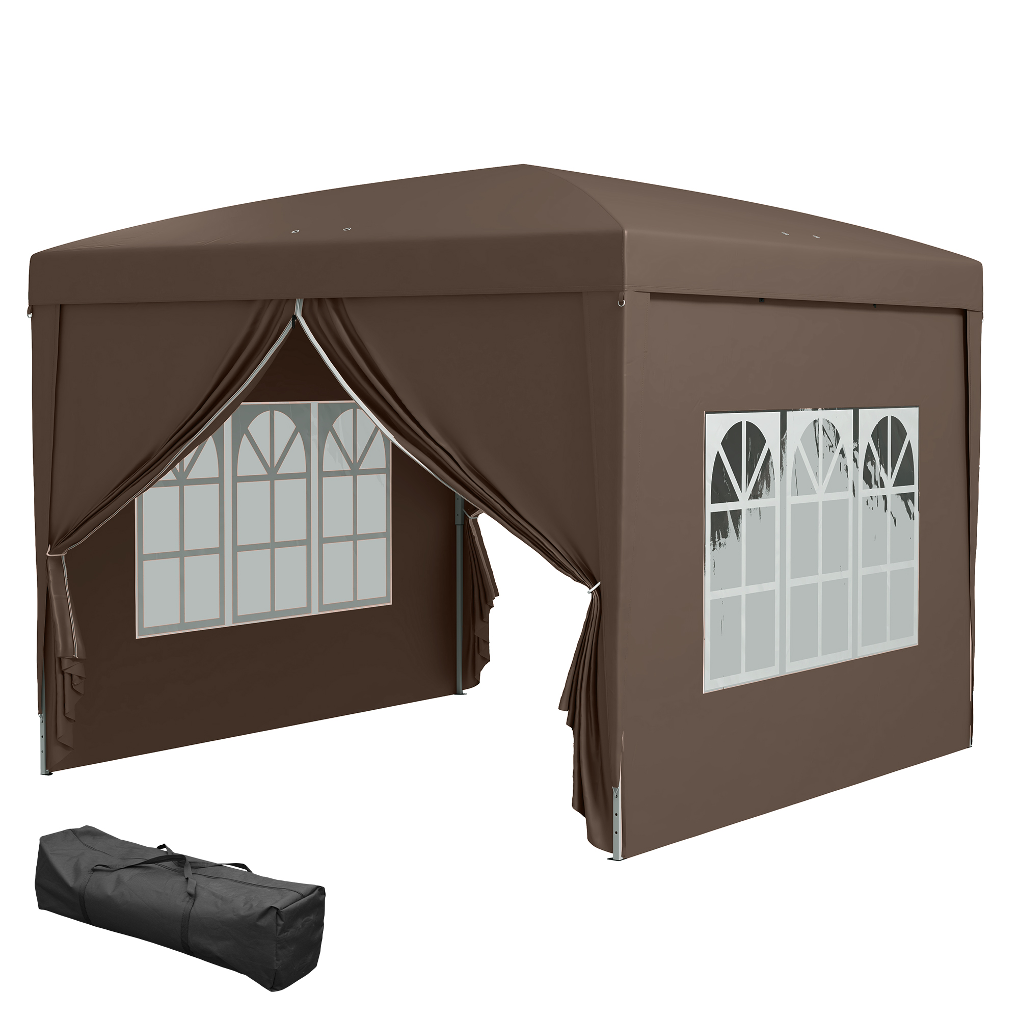 3 x 3 m Pavillon mit 4 Seitenwänden, Fenster, Festzelt mit UV-Schutz, Gartenzelt inkl, Tragetasche, Stahl, Kaffee 3 x 3 m Pavillon mit 4 Seitenwänden, Fenster, Festzelt mit UV-Schutz, Gartenzelt inkl, Tragetasche, Stahl, Kaffee