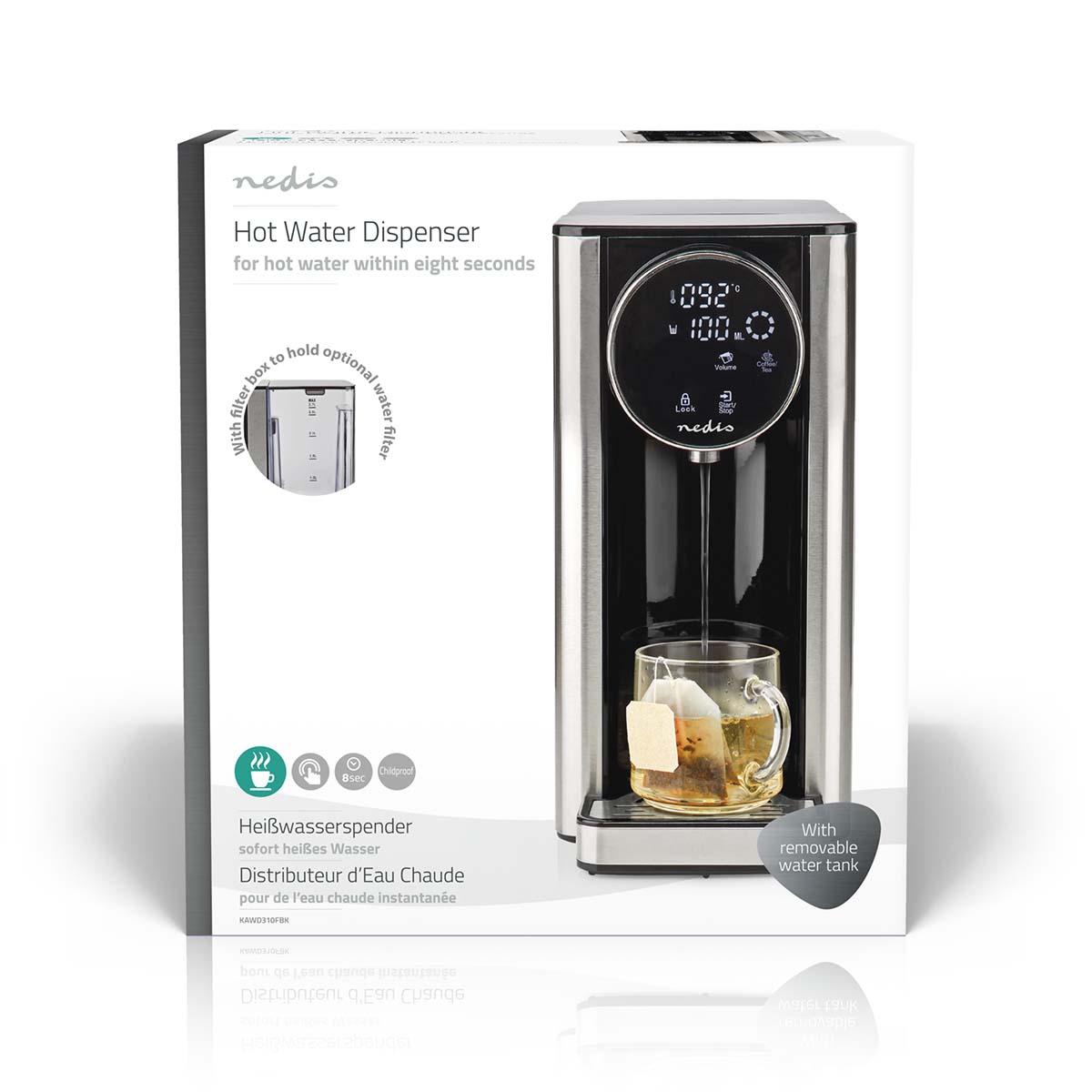Heißwasserspender | 2600 W | 2.7 l | Aluminium / schwarz