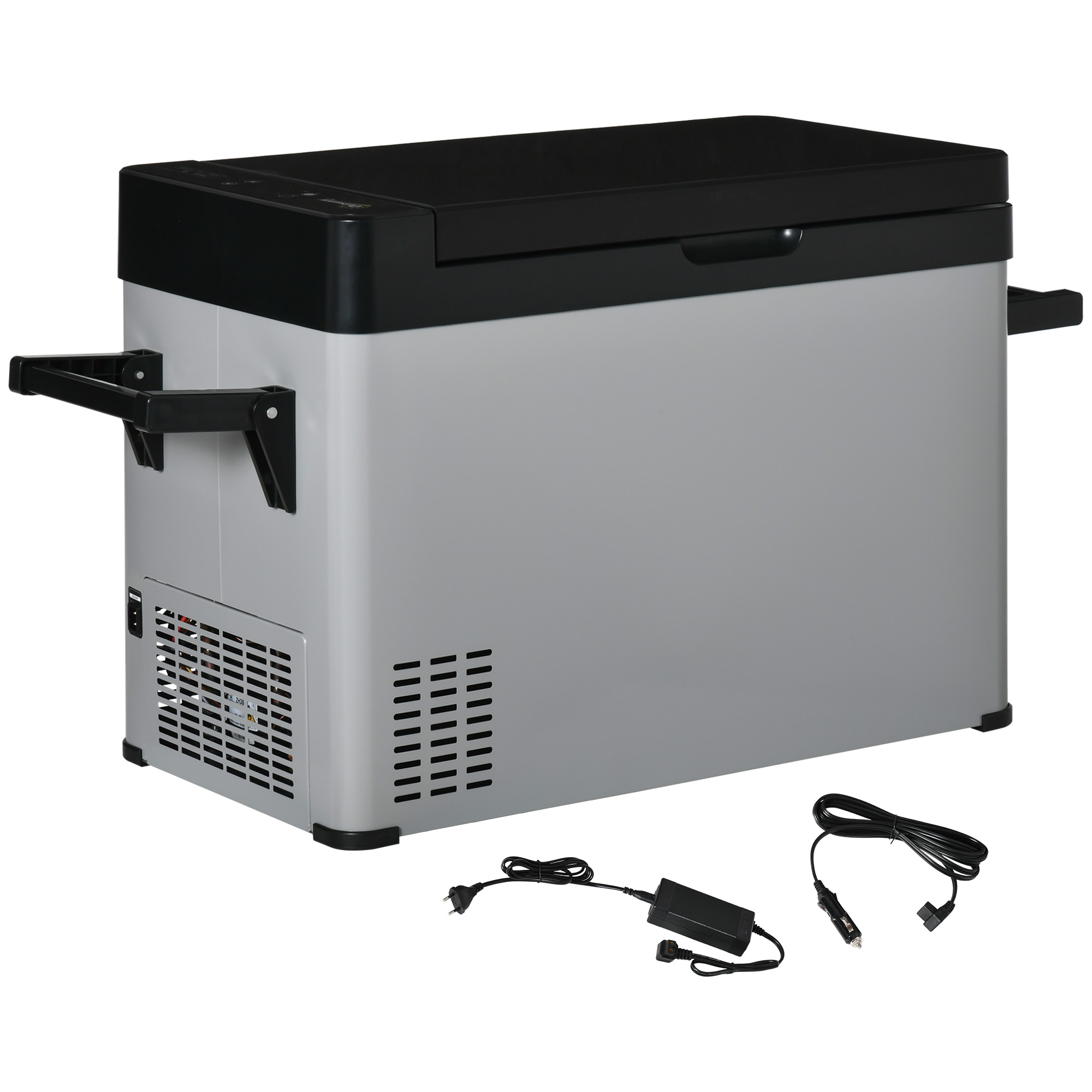 Kühlbox Auto 50L mit LCD-Anzeige 2 Modi Kompressor Autokühlschrank mit Griffe Boot Camper Reisen 12/24V DC und 110-240V AC Grau+Schwarz Kühlbox Auto 50L mit LCD-Anzeige 2 Modi Kompressor Autokühlschrank mit Griffe Boot Camper Reisen 12/24V DC und 110-240V AC Grau+Schwarz