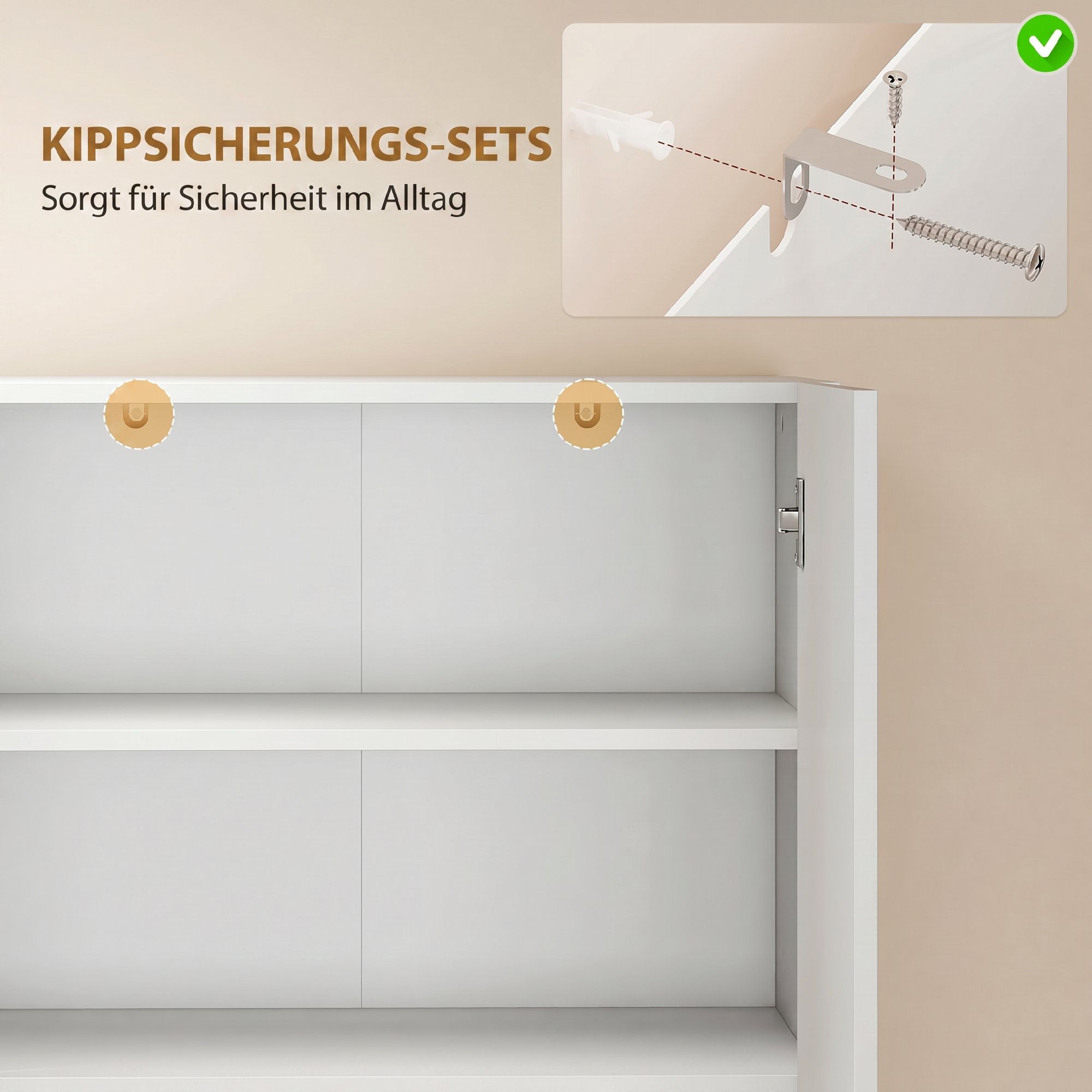 180 cm Hoher Küchenschrank, Vorratsschrank mit Soft-Close-Türen und Verstellbaren Regalen, Hochglanz Weiß