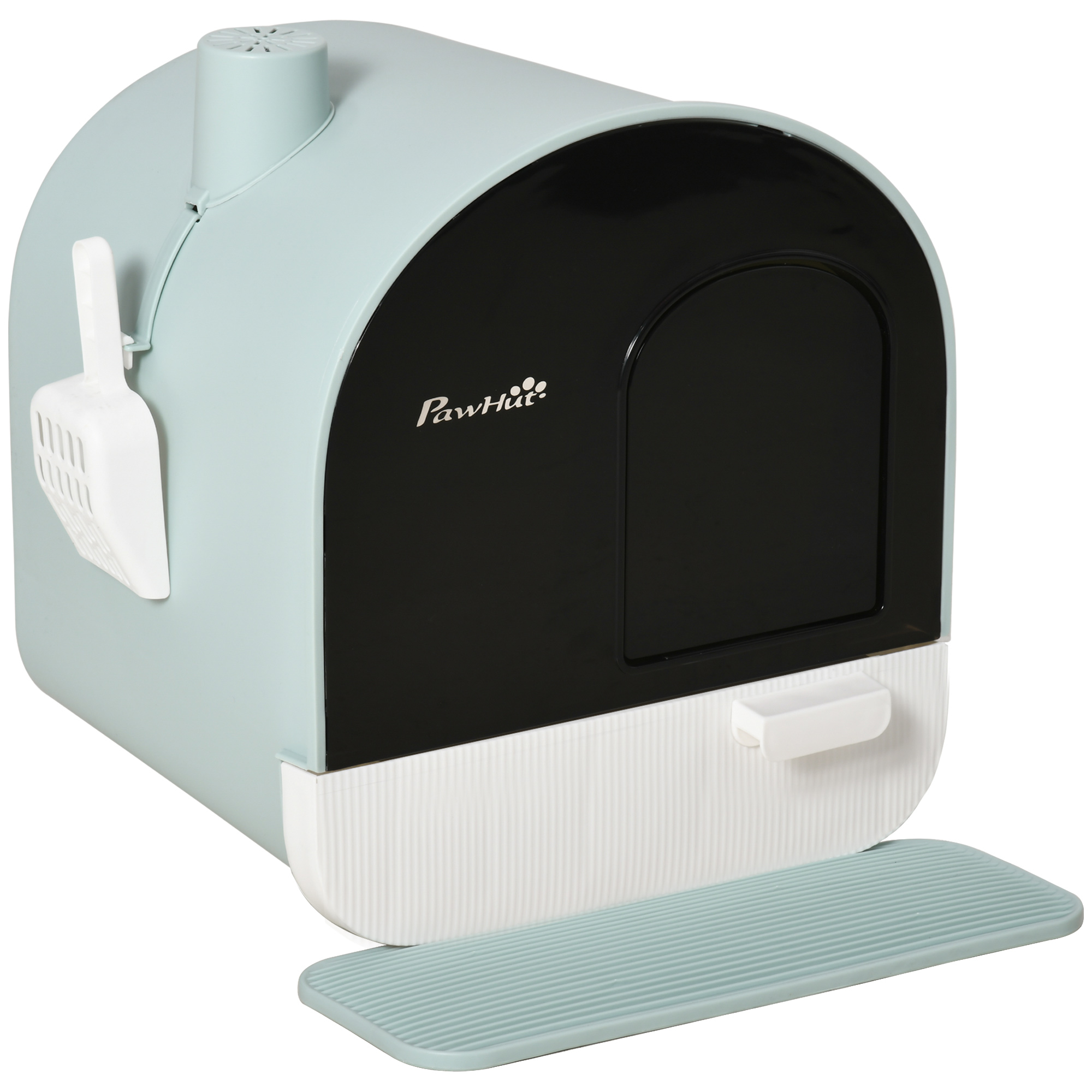 Katzentoilette Katzenklo mit Deckel Streuschaufel Streufangmatte Grün 43 x 44 x 47cm Katzentoilette Katzenklo mit Deckel Streuschaufel Streufangmatte Grün 43 x 44 x 47cm