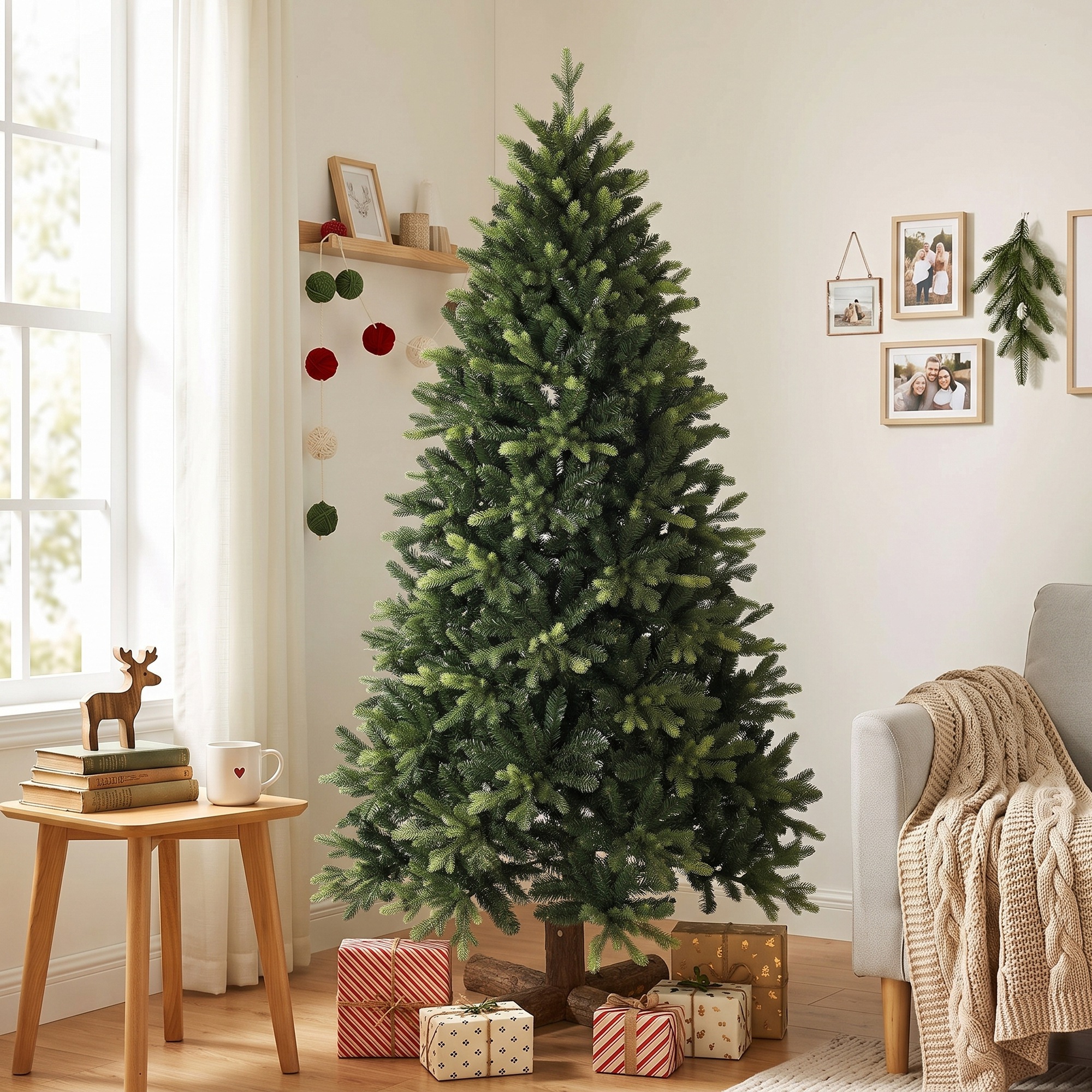 künstlicher Weihnachtsbaum, 180 cm, mit 2419 PE- & PVC-Zweigspitzen, Klappsystem, grün