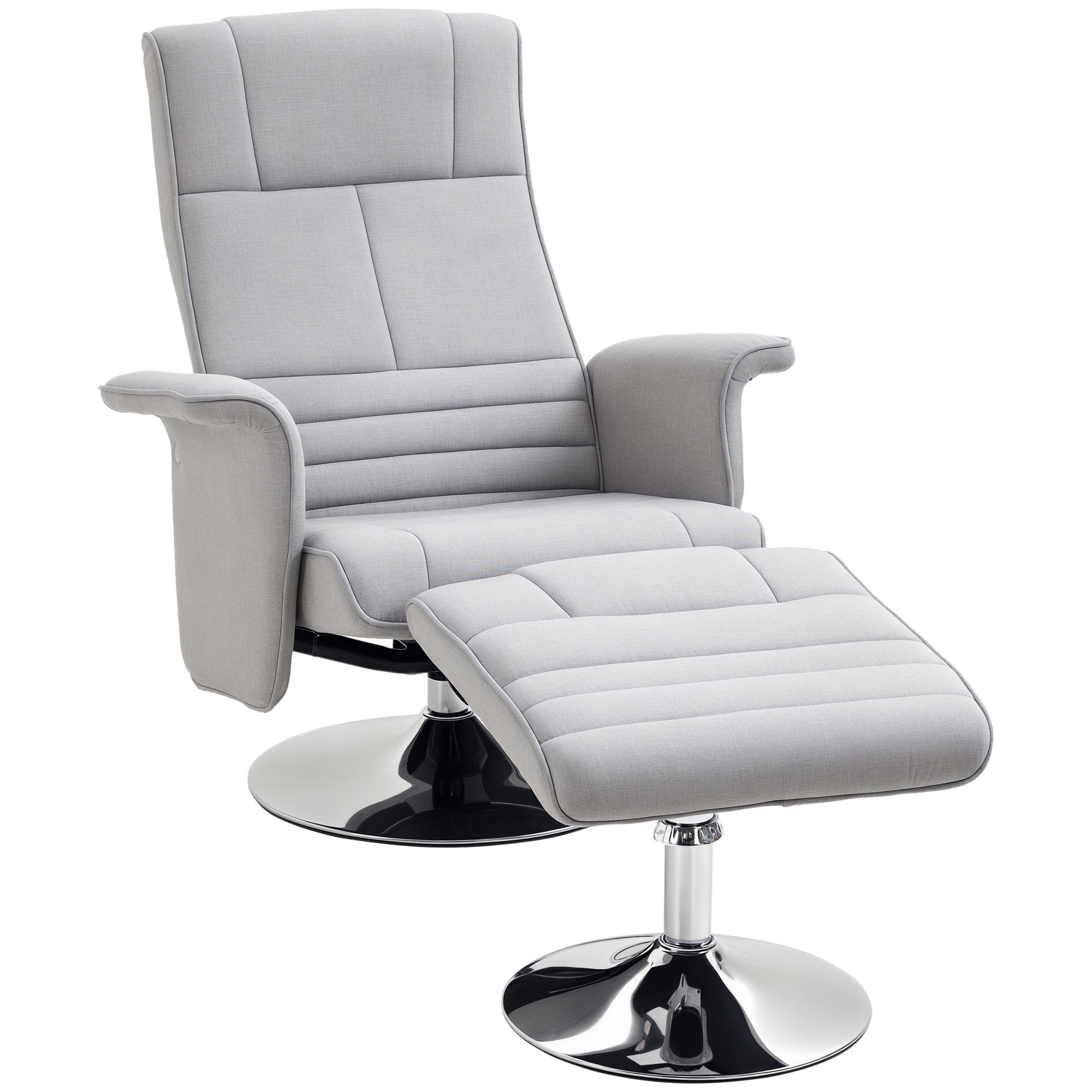 Massagesessel mit Hocker, neigbare Lehne, 78 x 95 x 88 cm, Hellgrau