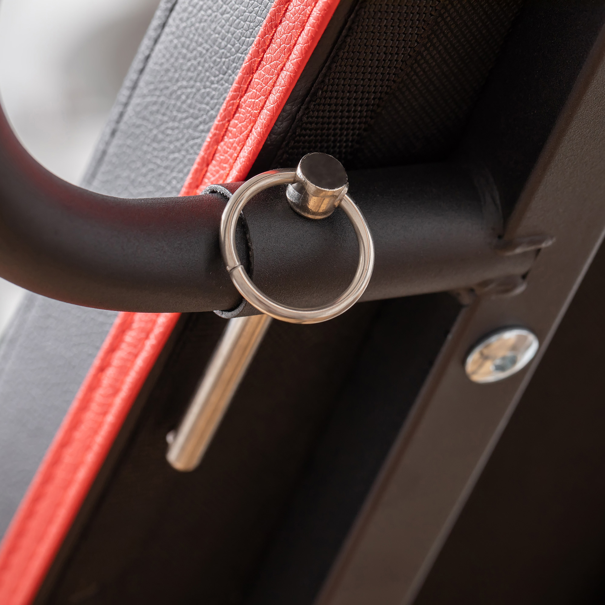 Hantelbank verstellbare Trainingsbank mit elastischer Seils Sit Up-Bank für Heimtraining 6 Stufen Rückenlehne-Gefälle Gewicht bis 150 kg Stahl Kunstleder Schwarz+Rot 145 x 49 x 48-127 cm