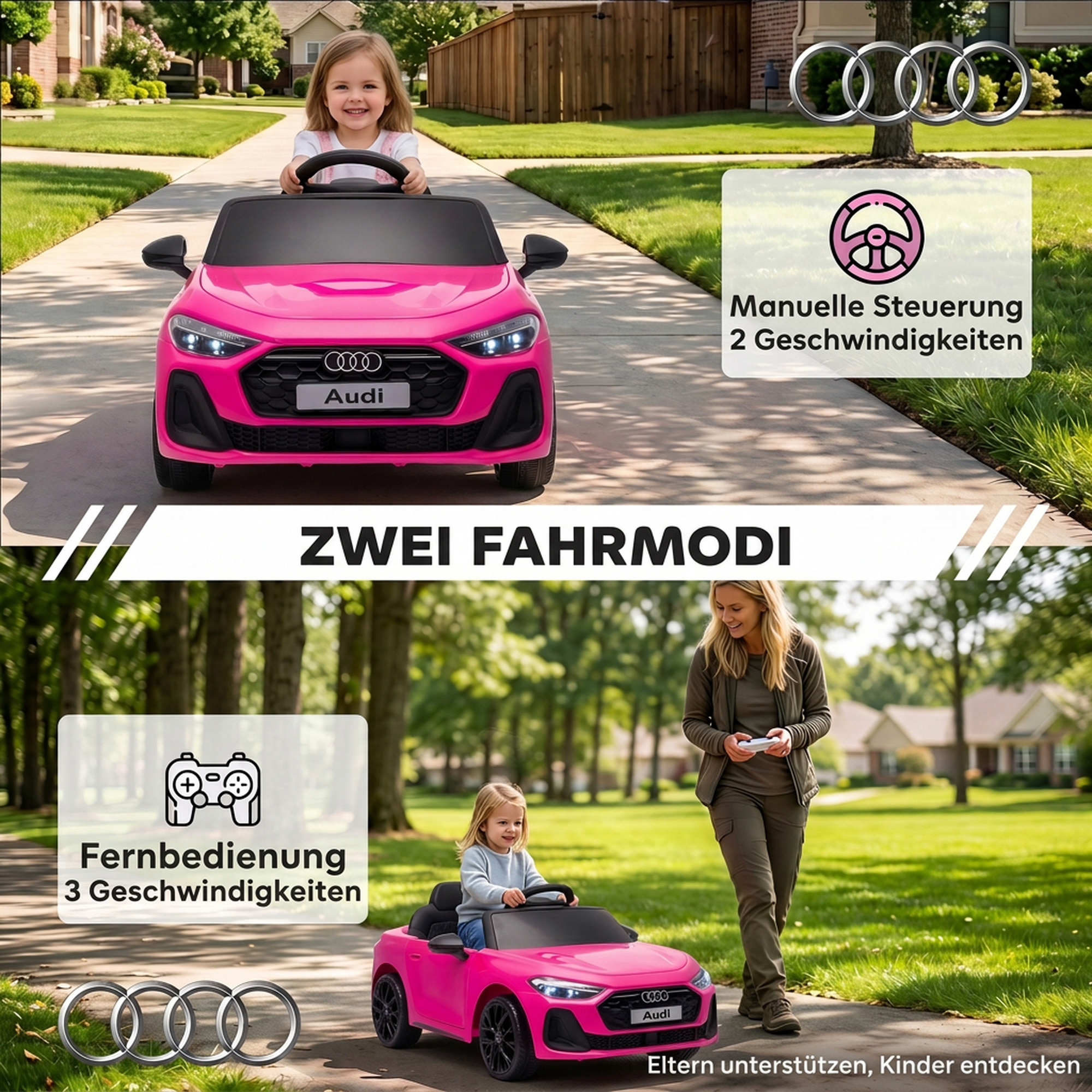 Kinder Elektroauto Audi A5L 12V Kinderauto mit 2,4 G Fernbedienung 2 Motoren Lithium-Akku Sanftanlauf 4-Rad-Federung