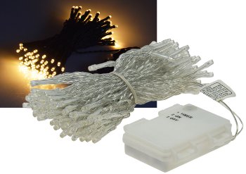 LED Batterie-Lichterkette "CT-TK100" 10m / warmweiß, IP44, 100 LEDs, mit 6Std.Timer