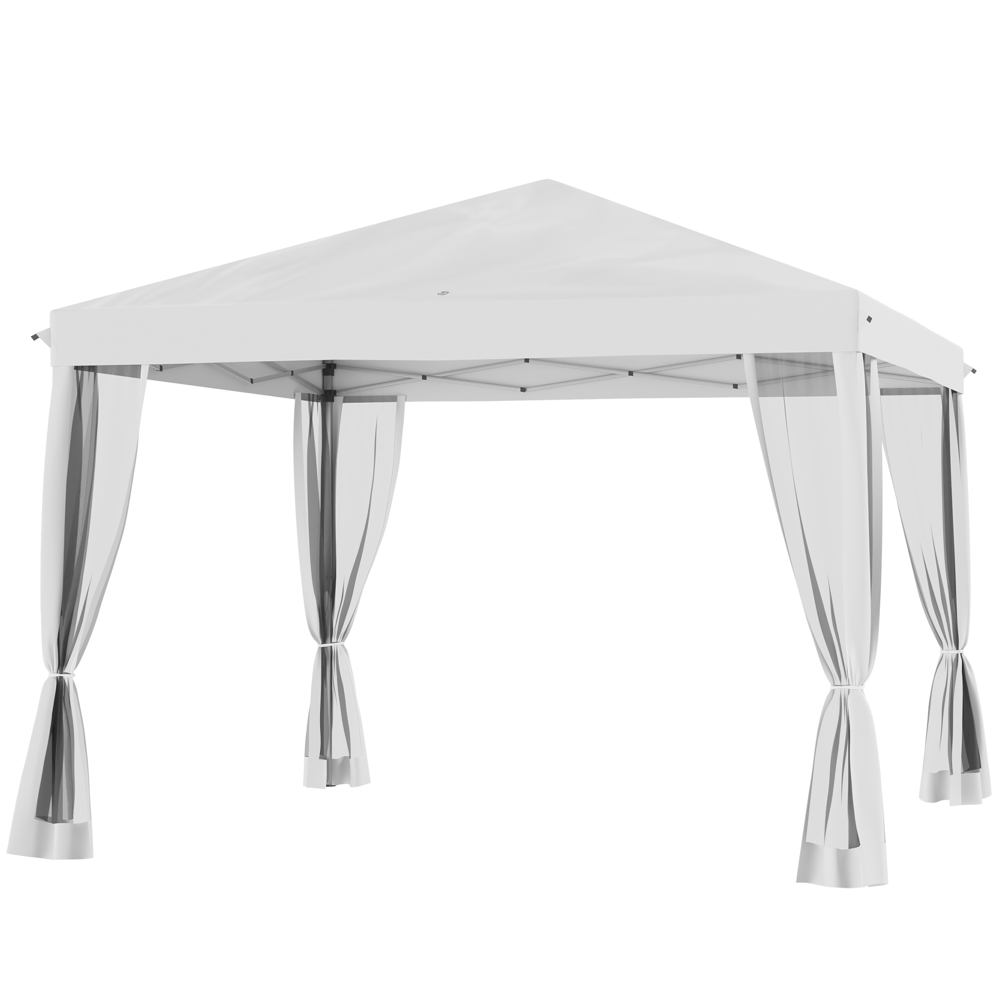 Faltpavillon, Faltzelt mit Seitenwänden inkl, Tragetasche, Gartenpavillon, Metall, Oxfordstoff, 3 x 3 m, Cremeweiß Faltpavillon, Faltzelt mit Seitenwänden inkl, Tragetasche, Gartenpavillon, Metall, Oxfordstoff, 3 x 3 m, Cremeweiß