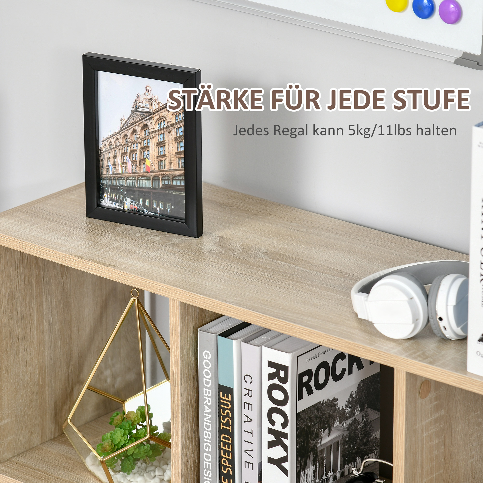 Bücherregal Regal Standregal, 8 Regalfächer, 97,5 x 30 x 100 cm, Eichen-Optik