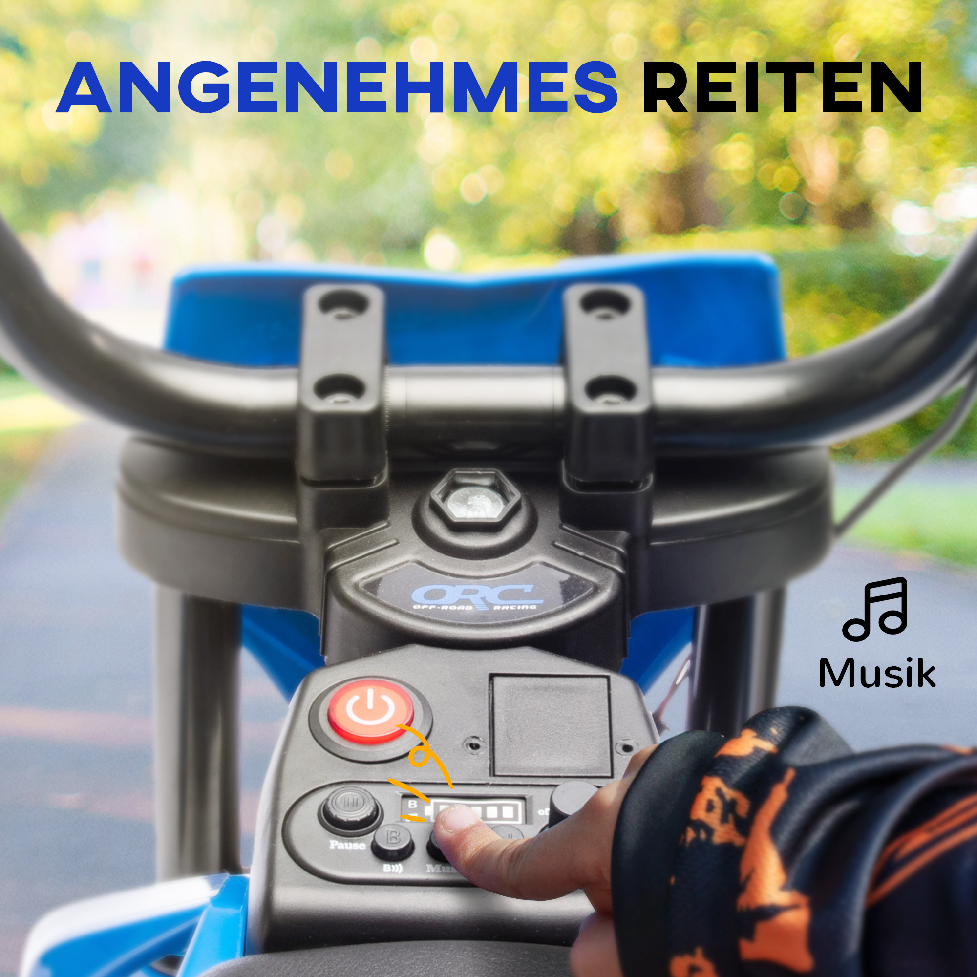 Elektro-Motorrad für Kinder, 12V Kindermotorrad mit Musik, Kinderfahrzeug mit Trainingsrädern, 3-6 Jahre, Blau