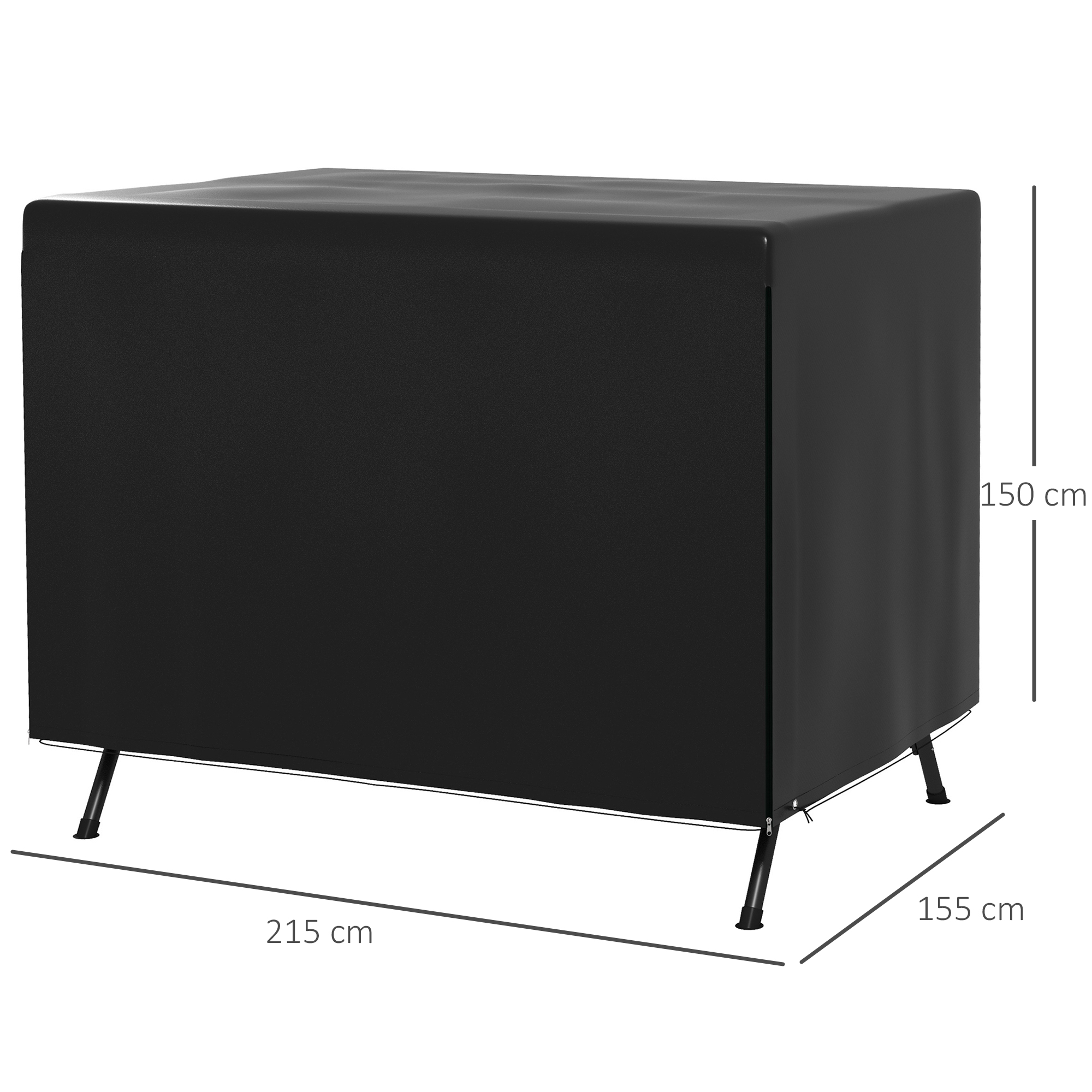 Gartenmöbelabdeckung Abdeckung Schutzhülle für Outdoor-Möbel, 215 cm x 155 cm x 150 cm, Schwarz
