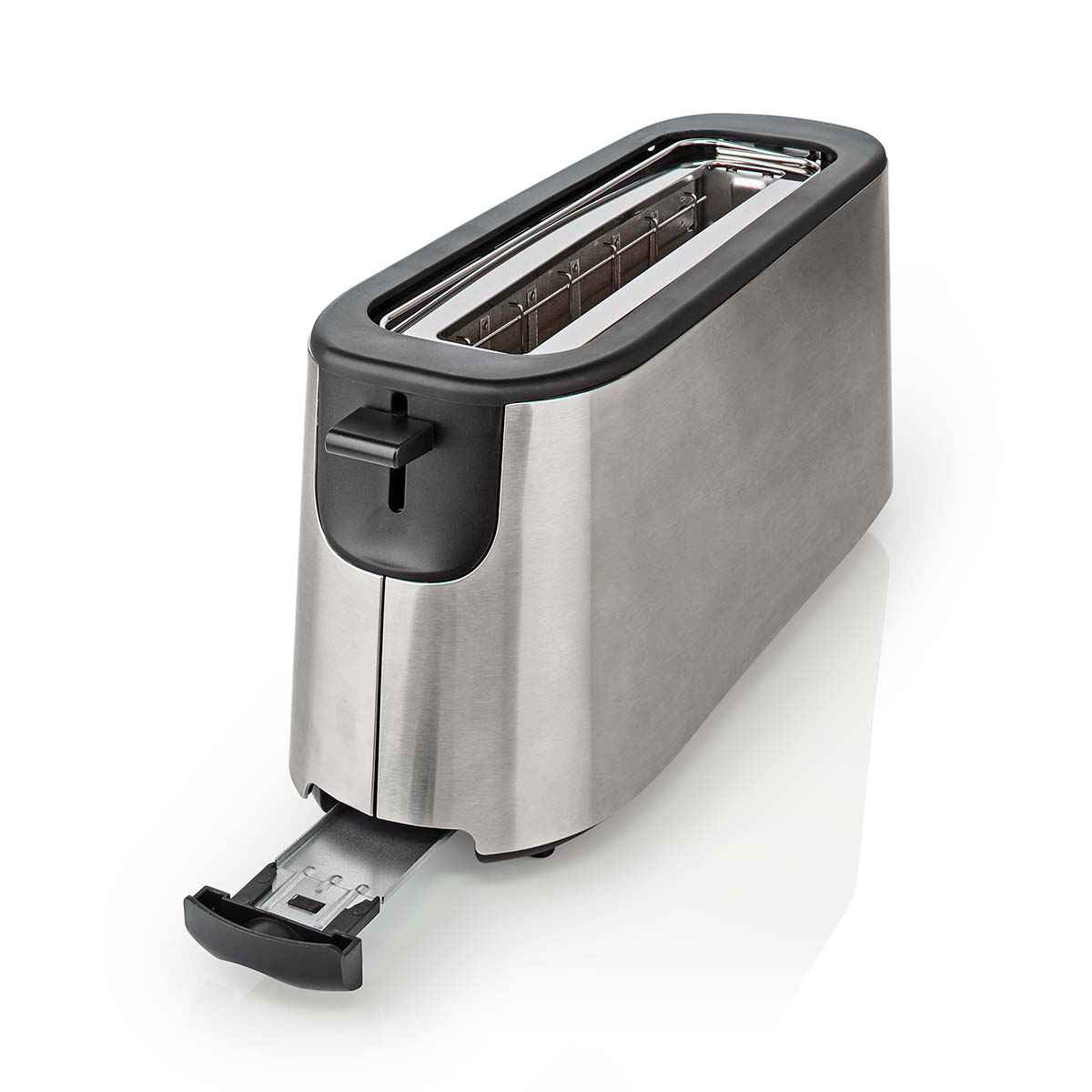 Toaster | Edelstahl Serie | 2 Brotscheiben | 1 Langer Schlitz | Bräunungsstufen: 6 | Auftaufunktion | Brötchenaufsatz | Aluminium