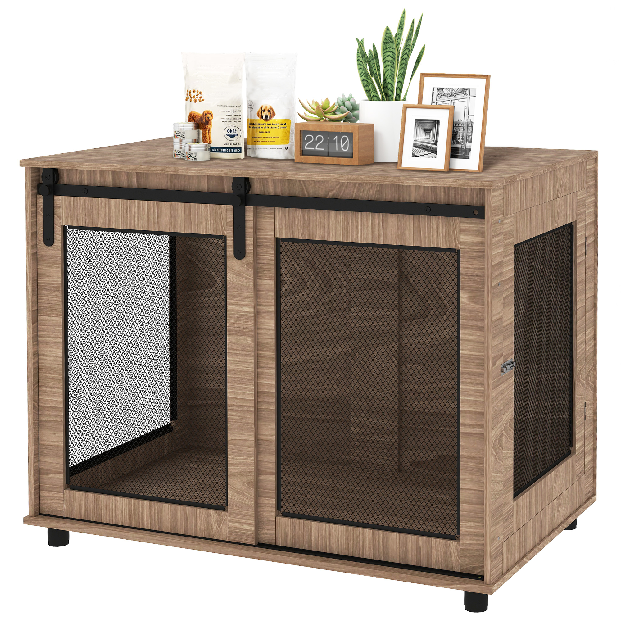Hundebox, Transportbox für Hunde, Rückzugsbox für Haustiere, verschließbare Türen, 98 x 60 x 78 cm, Hellbraun Hundebox, Transportbox für Hunde, Rückzugsbox für Haustiere, verschließbare Türen, 98 x 60 x 78 cm, Hellbraun