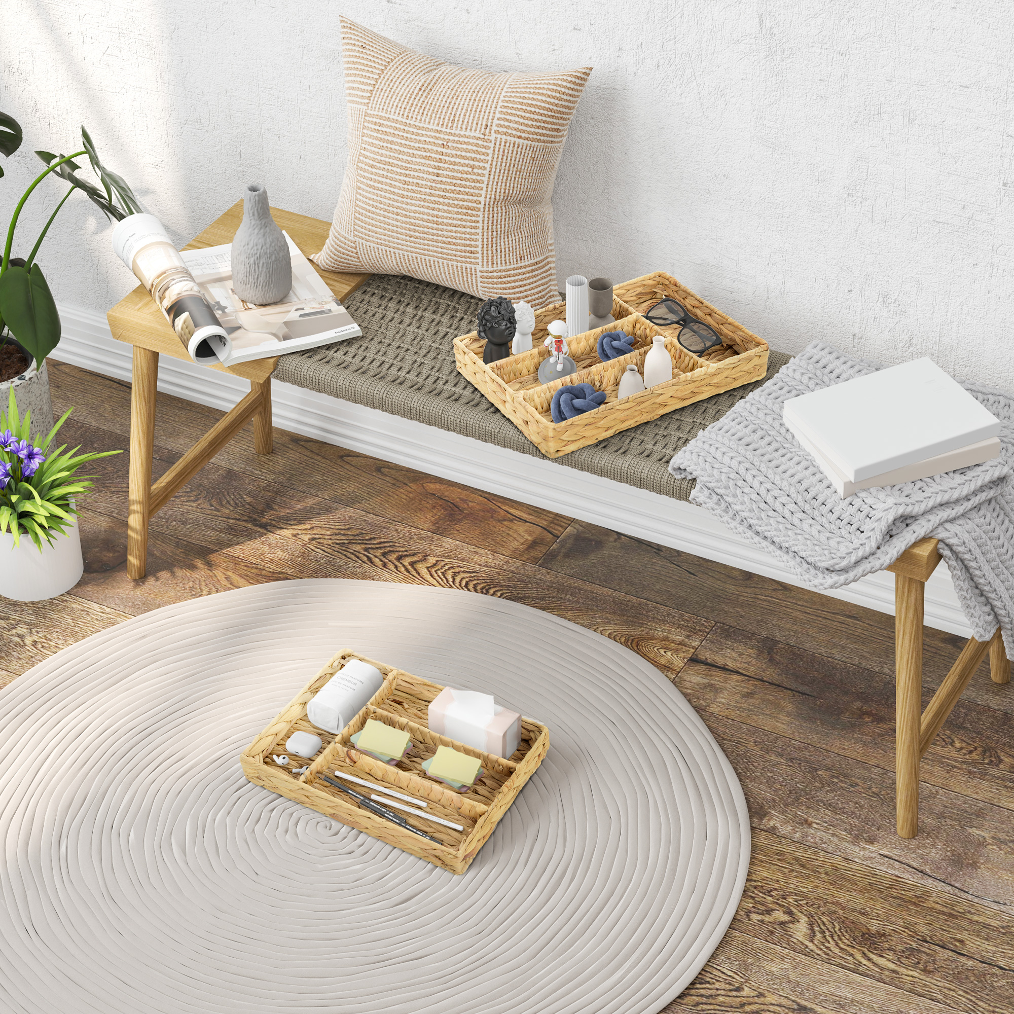 2er-Set Aufbewahrungskorb mit Fächern zur Organisation von Gegenständen, für Wohnzimmer, Küche, Schlafzimmer