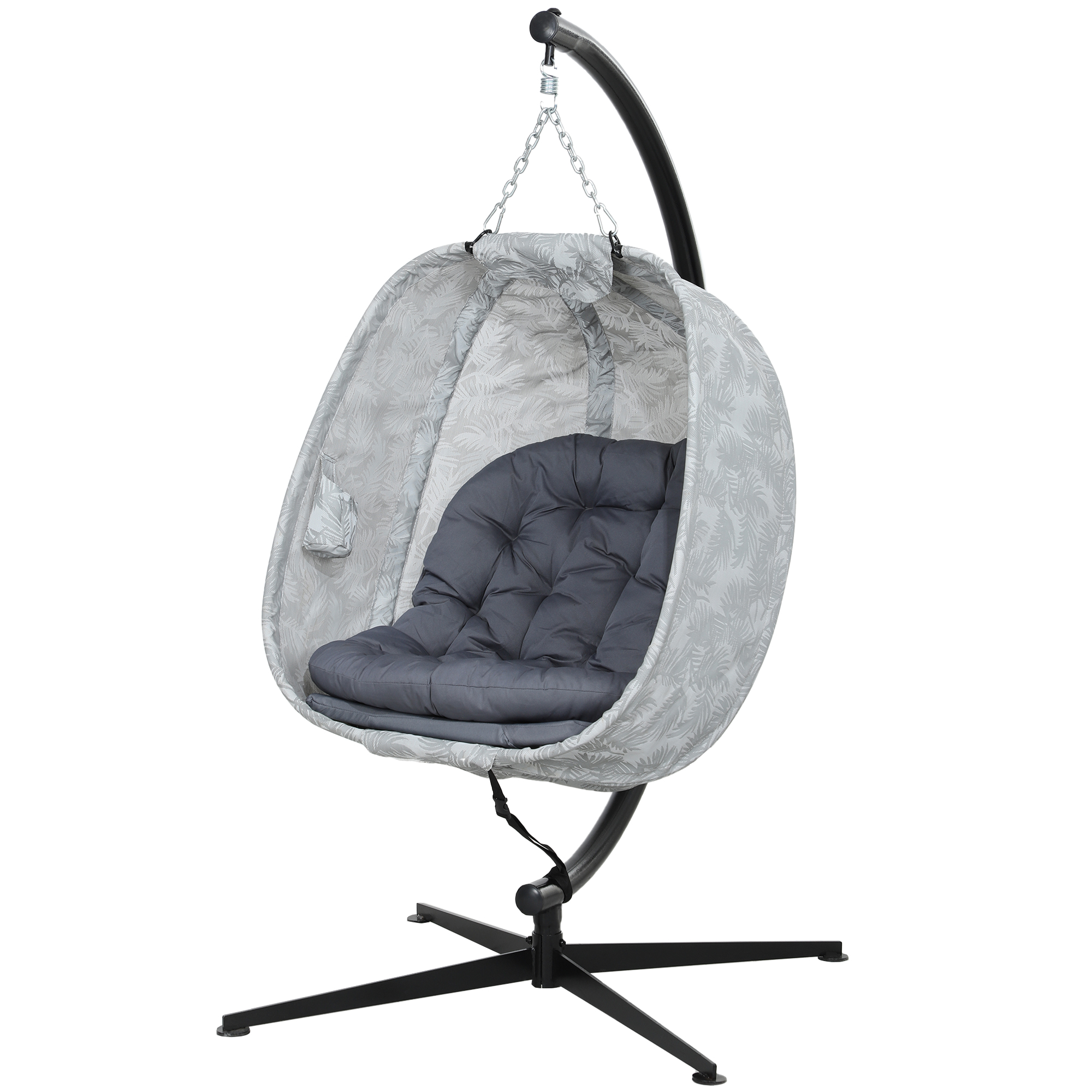 Eiförmiger Hängesessel für den Außenbereich, Hängeschaukel mit Gestell, Sitzpolstern Indoor Outdoor Eiförmiger Hängesessel für den Außenbereich, Hängeschaukel mit Gestell, Sitzpolstern Indoor Outdoor