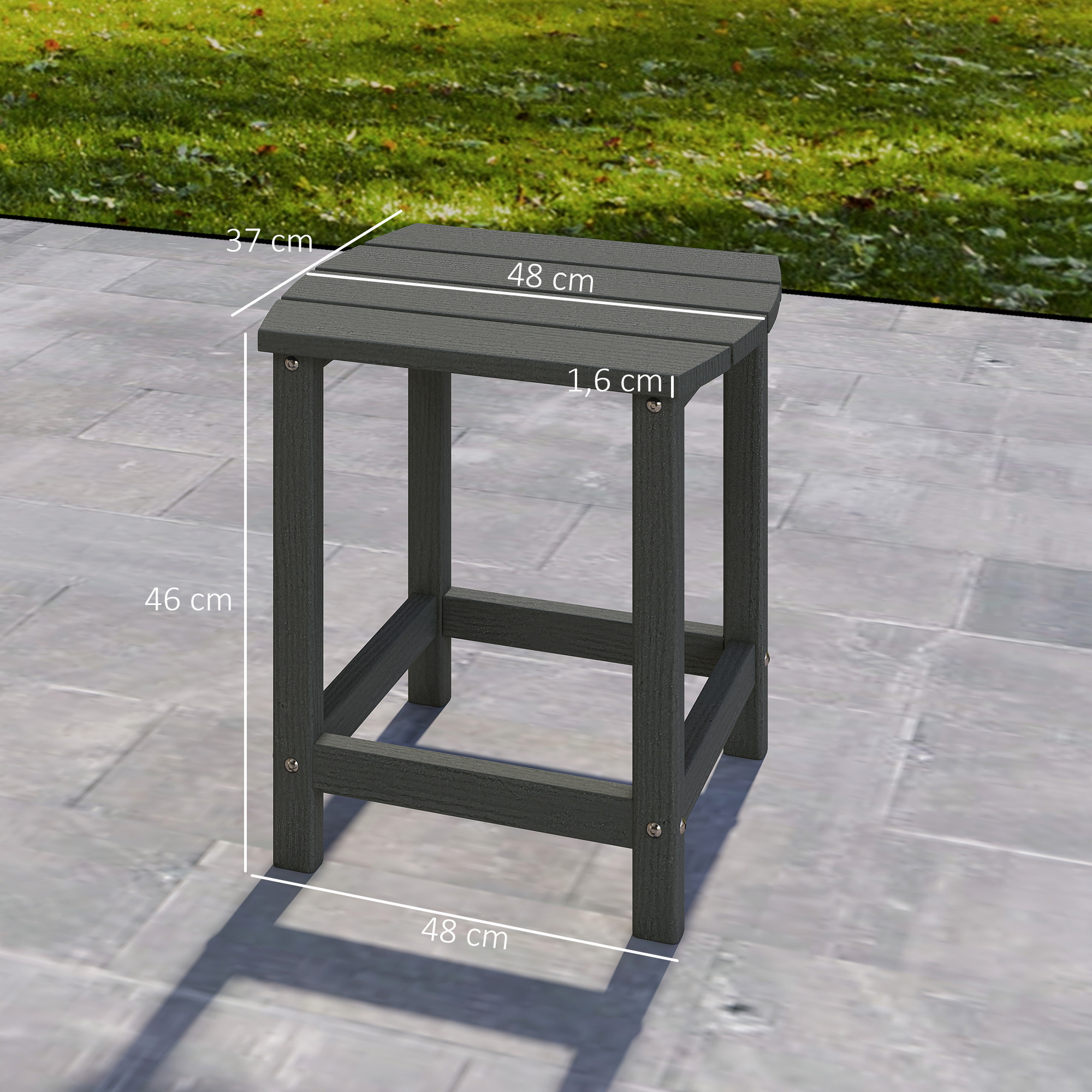Gartentisch, Wetterfest Balkontisch aus HDPE, Esstisch Outdoor Campingtisch für Garten Terrasse Balkon 48x37x46 cm Grau