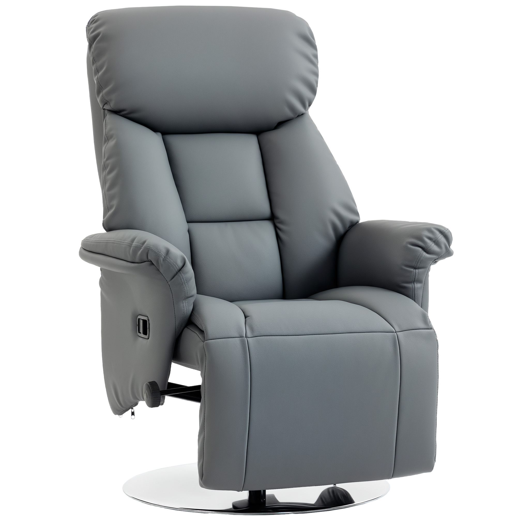Relaxsessel, Liegefunktion, Lederoptik, Fußstütze, bis 120 kg, 78 x 80 x 109 cm, Grau