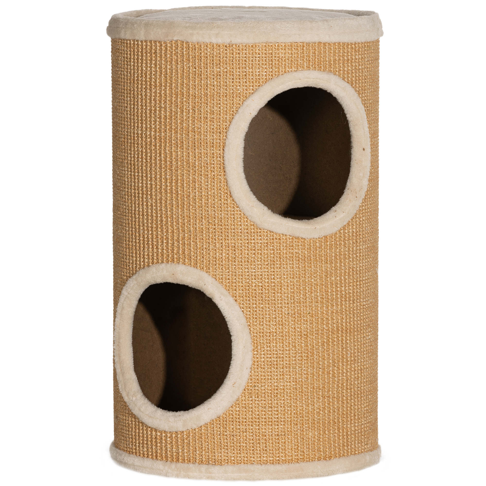 Katzenbaum mit viel Platz, Plüschbezug, Sisal-Oberfläche, ?35 x 60H cm, Braun-Beige, 10 kg Katzenbaum mit viel Platz, Plüschbezug, Sisal-Oberfläche, ?35 x 60H cm, Braun-Beige, 10 kg