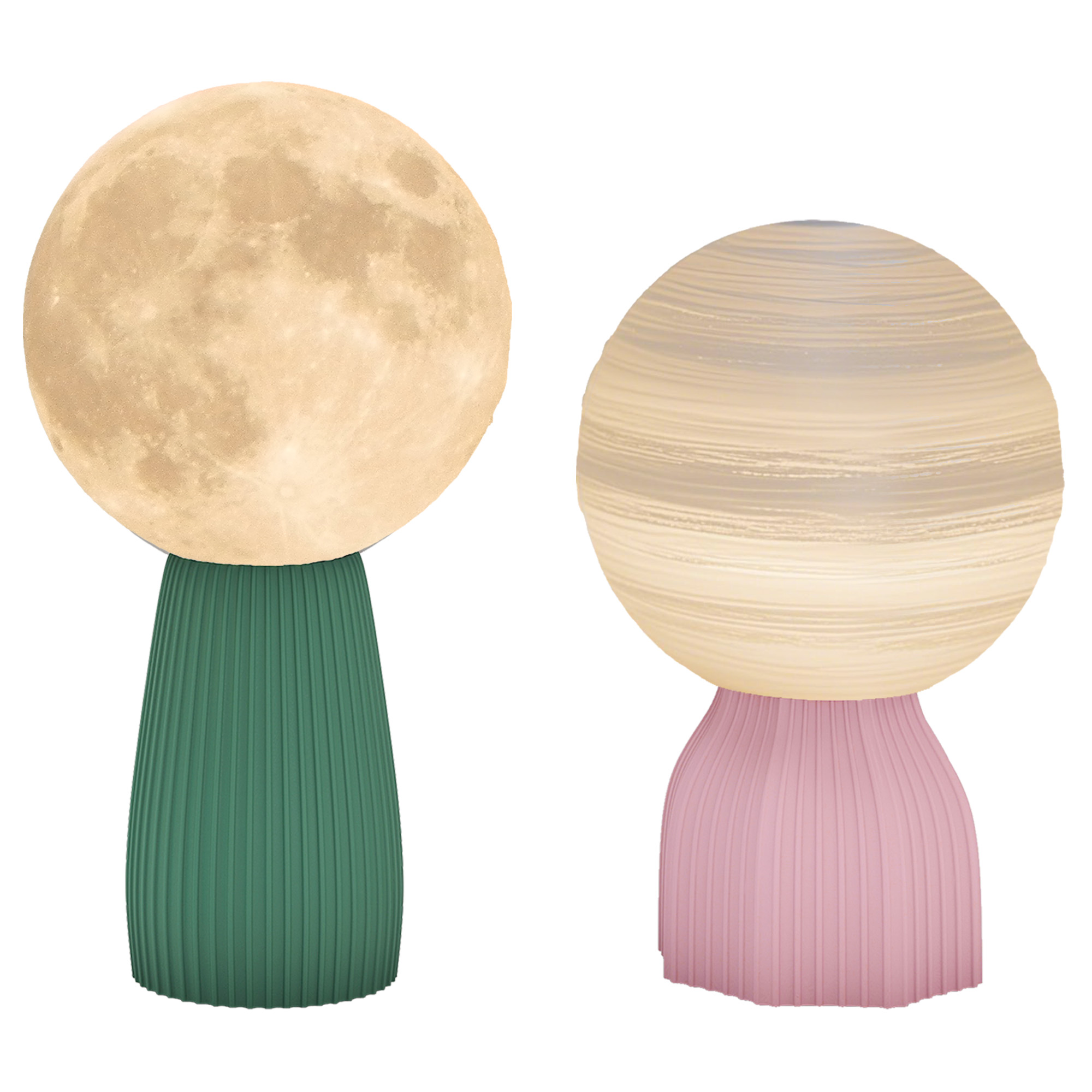 Tischlampen-Set in Planeten-Optik, 3-farbig, USB, Kunststoff, Weiß Tischlampen-Set in Planeten-Optik, 3-farbig, USB, Kunststoff, Weiß