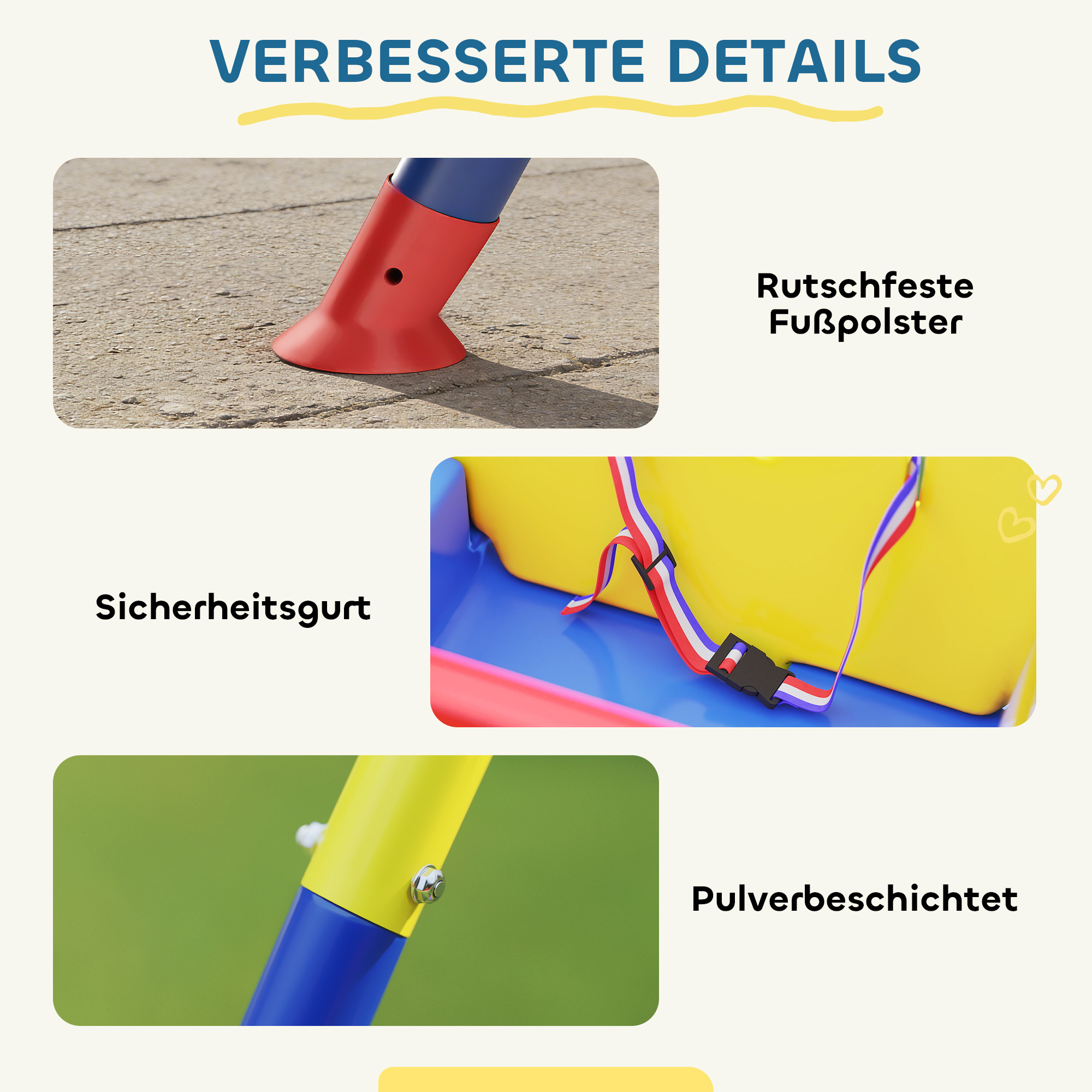 Babyschaukel 3 in 1 Kinderschaukel verstellbar Schaukelsitz mit Rückenlehne, Anschnallgurt, 128 x 155 x 157 cm Blau