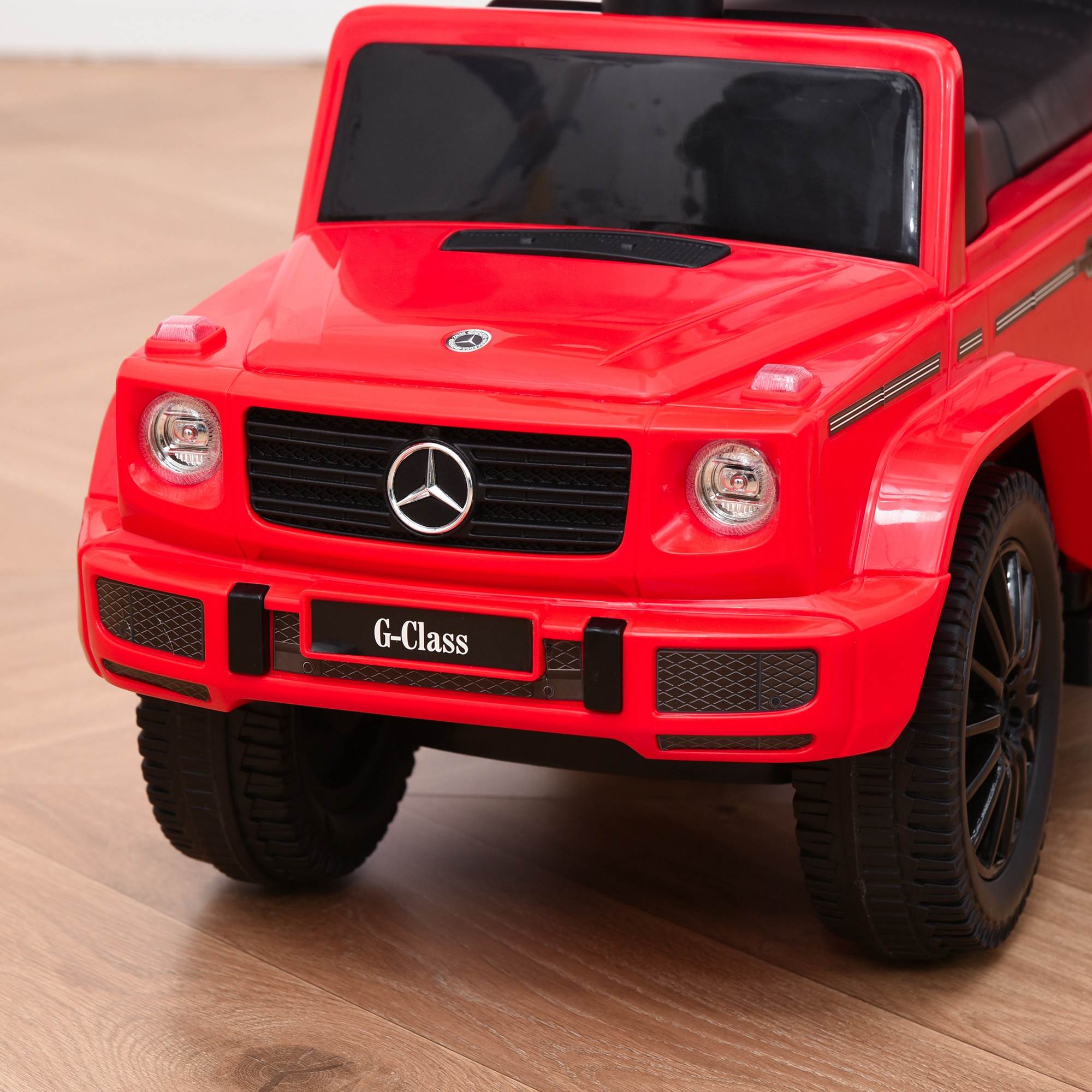 Rutschauto mit Schiebstange Mercedes-Benz G350 Rutschfahrzeug mit Lenkrad 3-in-1 Schiebeauto für 18-36 Monate Kinder Rot