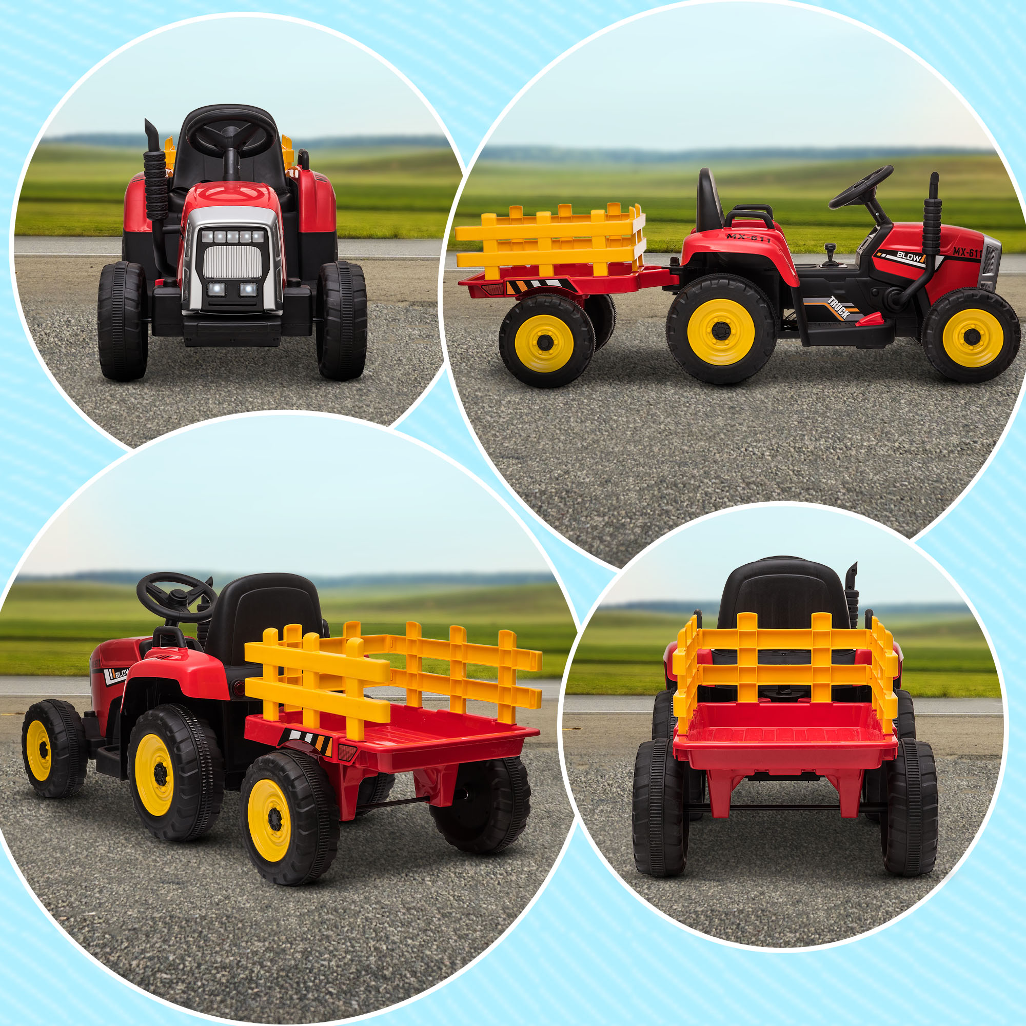 Kinderfahrzeug Kinder-Traktor, rot & schwarz